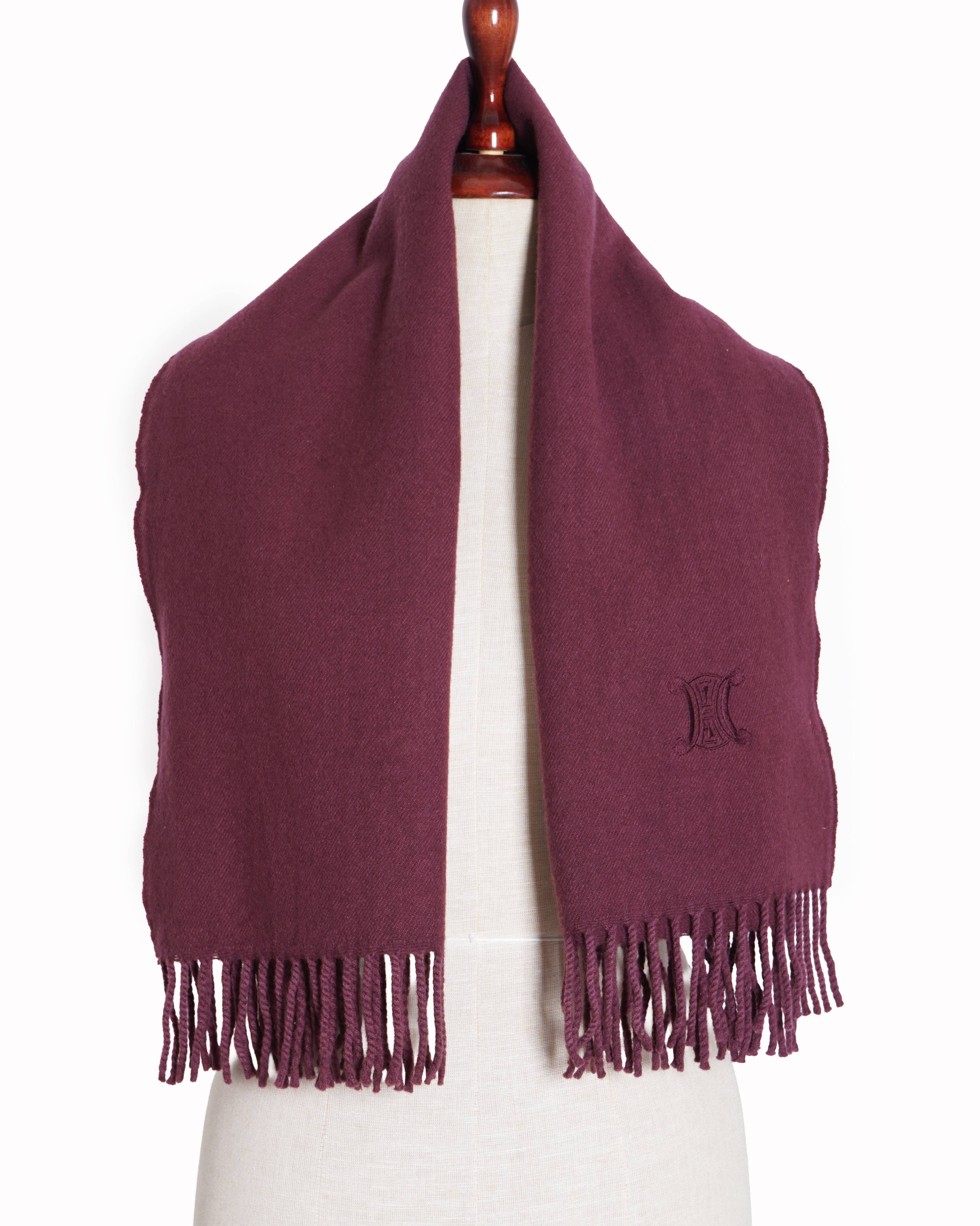 Celine 
Burgundy Fringe Scarf