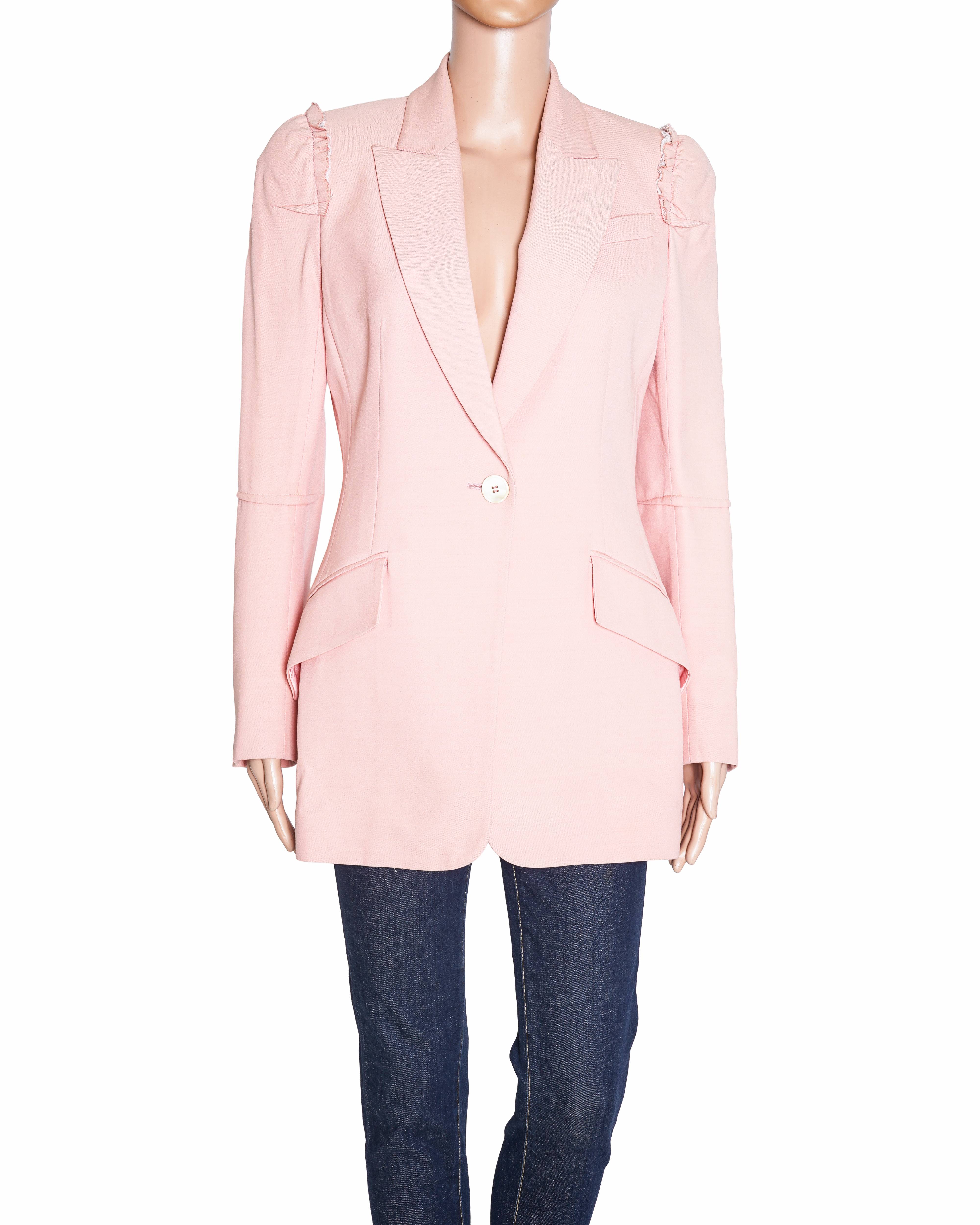 Alexander McQueen Pink Wool and Silk Fitted Blazer
