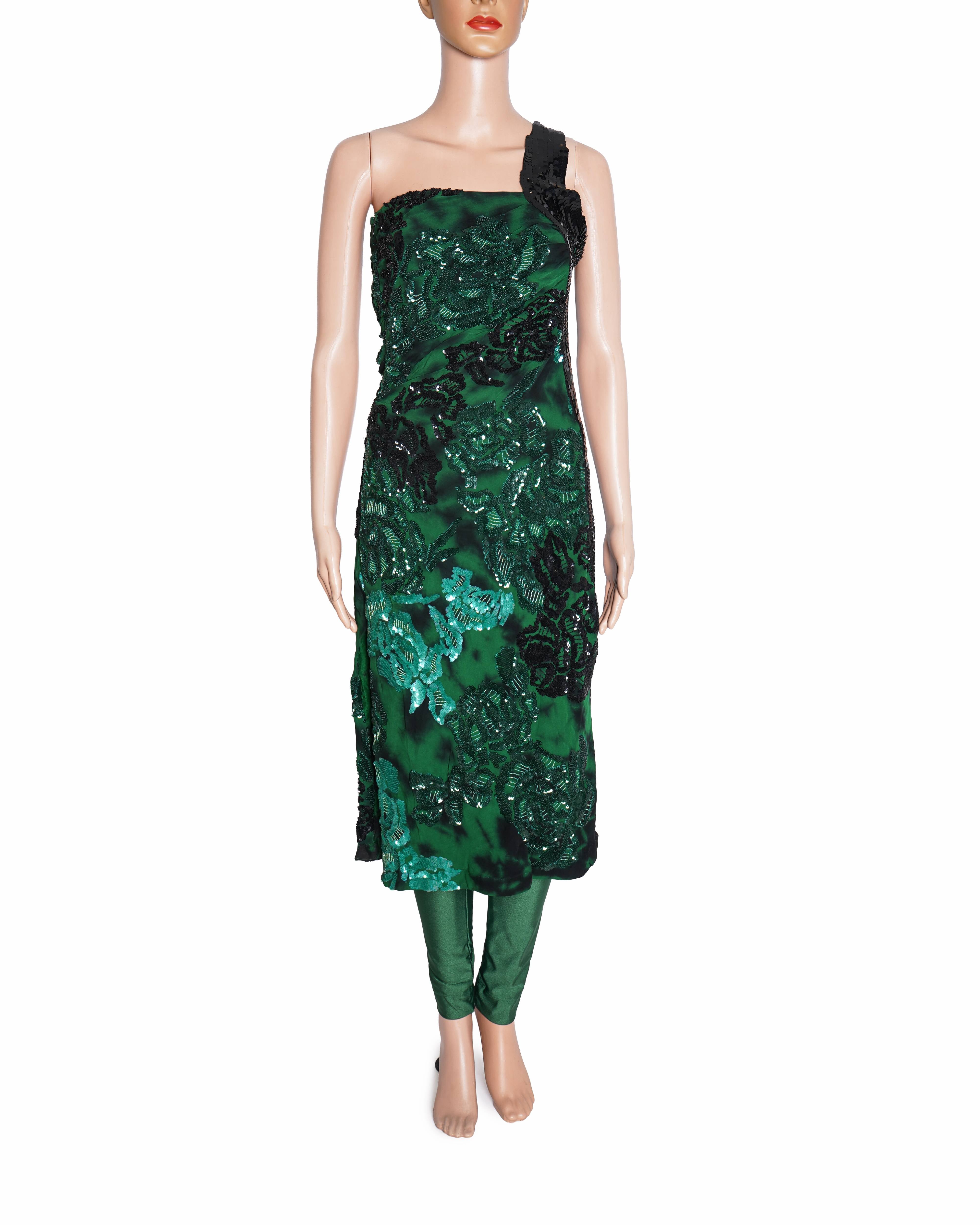 Suneet Varma green and black sequin set of 2