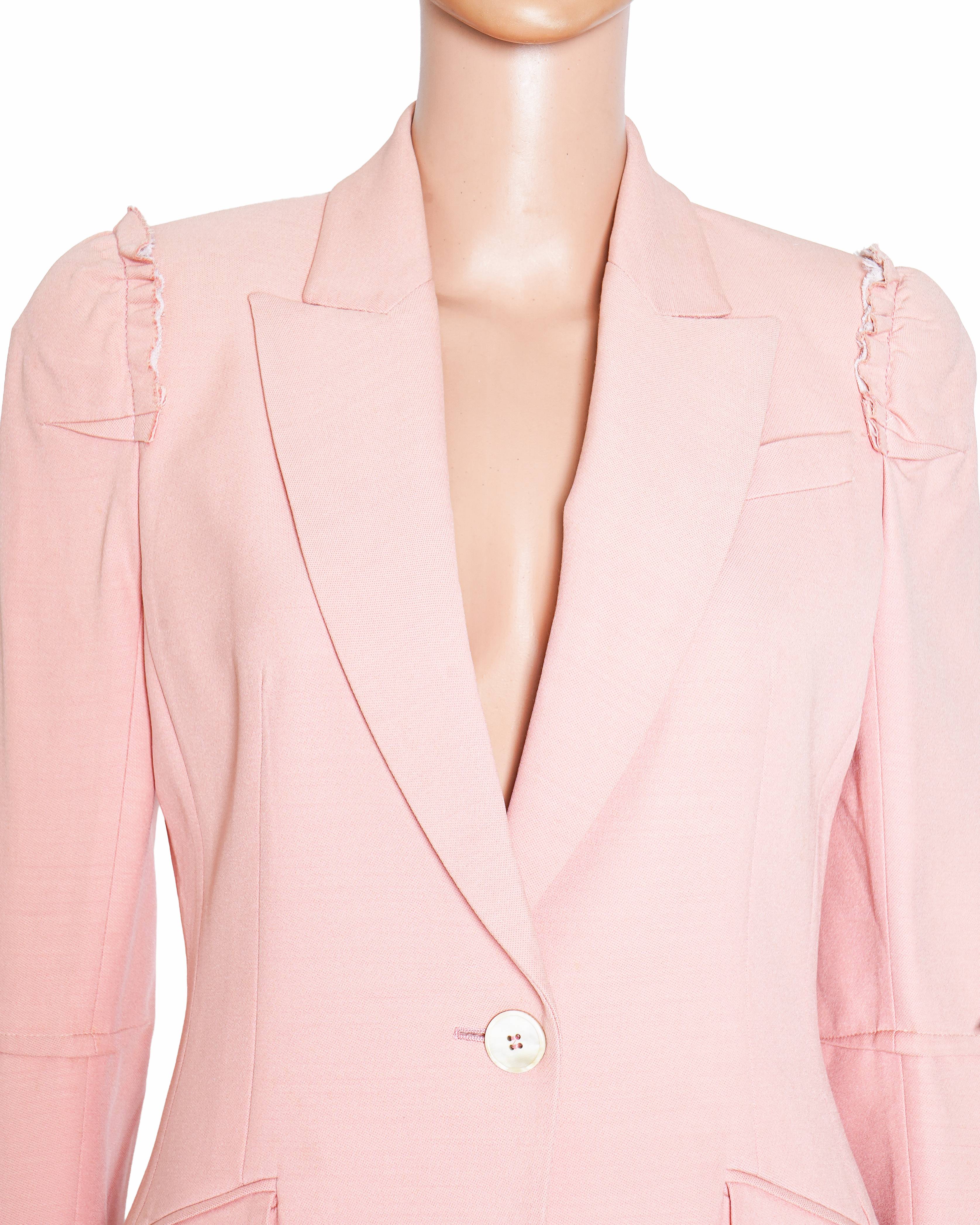 Alexander McQueen Pink Wool and Silk Fitted Blazer