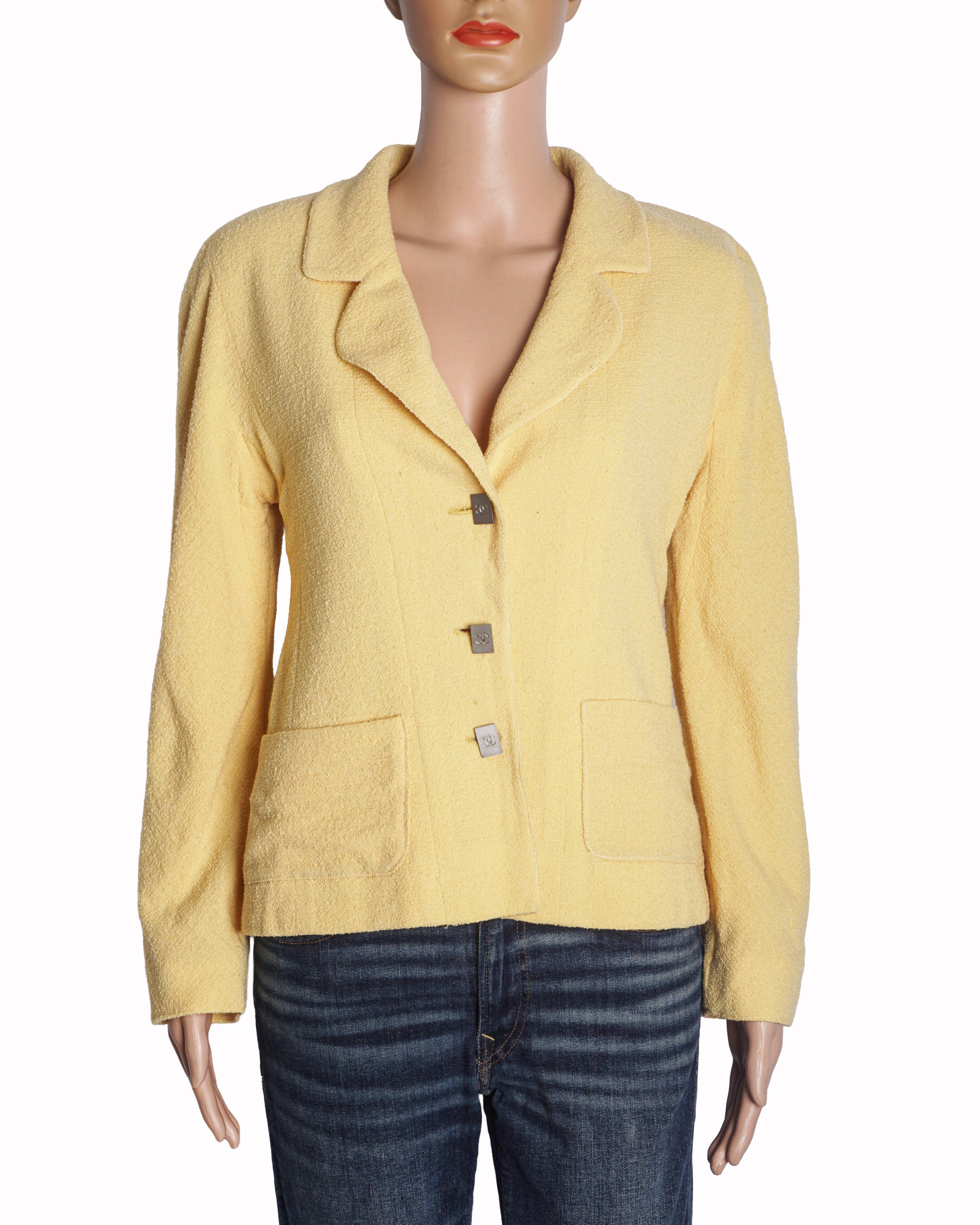 Chanel Yellow Textured Wool Jacket