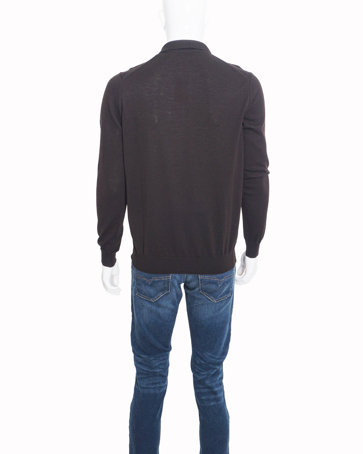 Corneliani Dark Brown Knit Half-Zip Polo Sweater