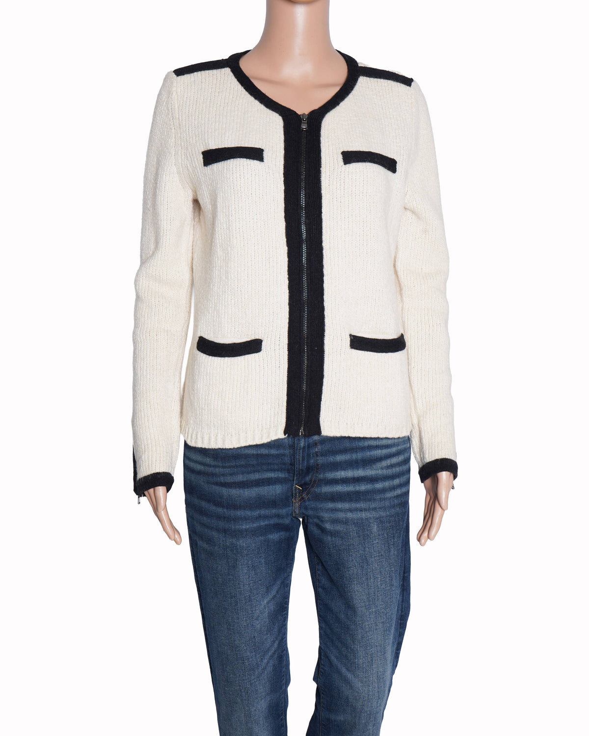 Ann Taylor black/white zipper top