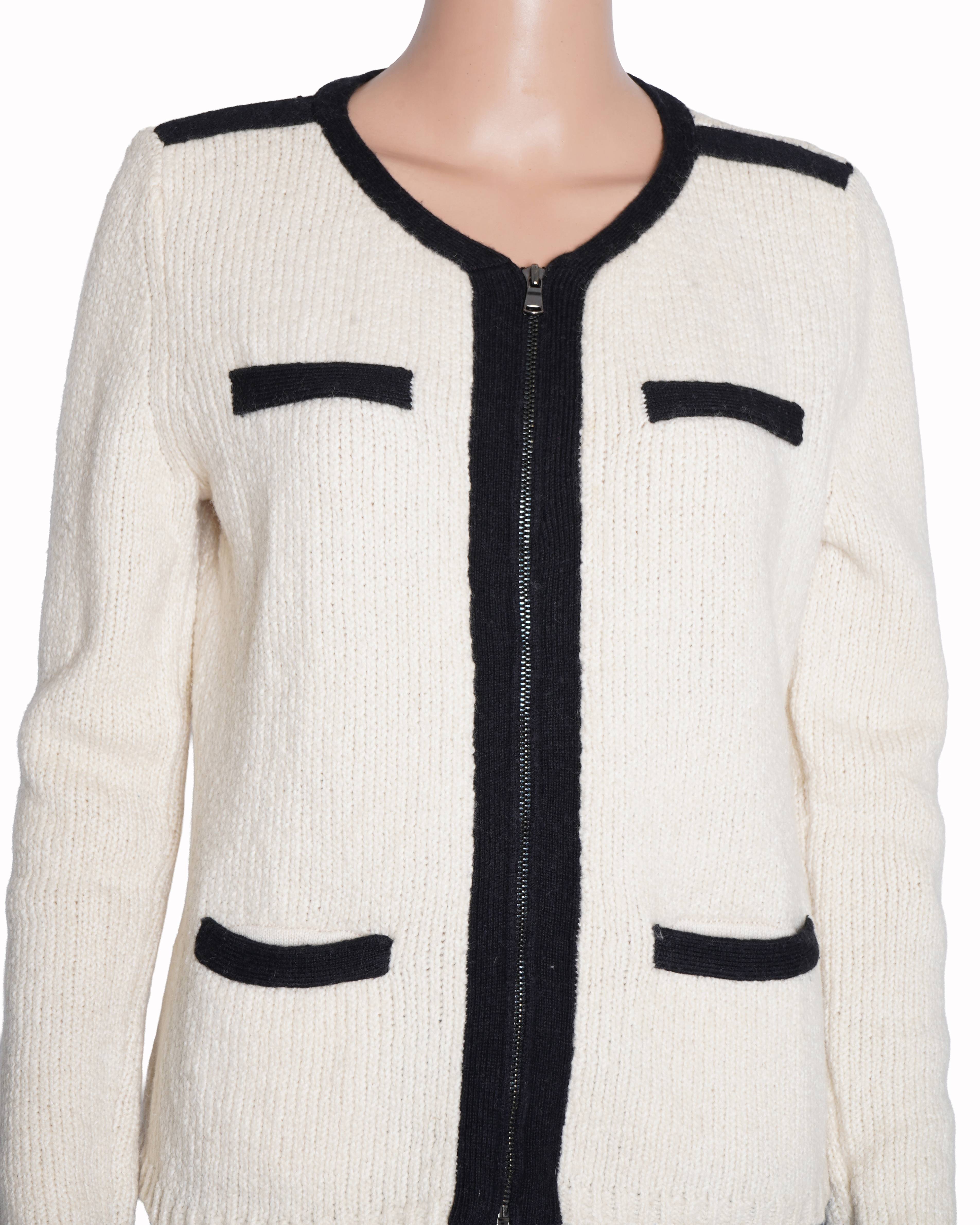 Ann Taylor black/white zipper top