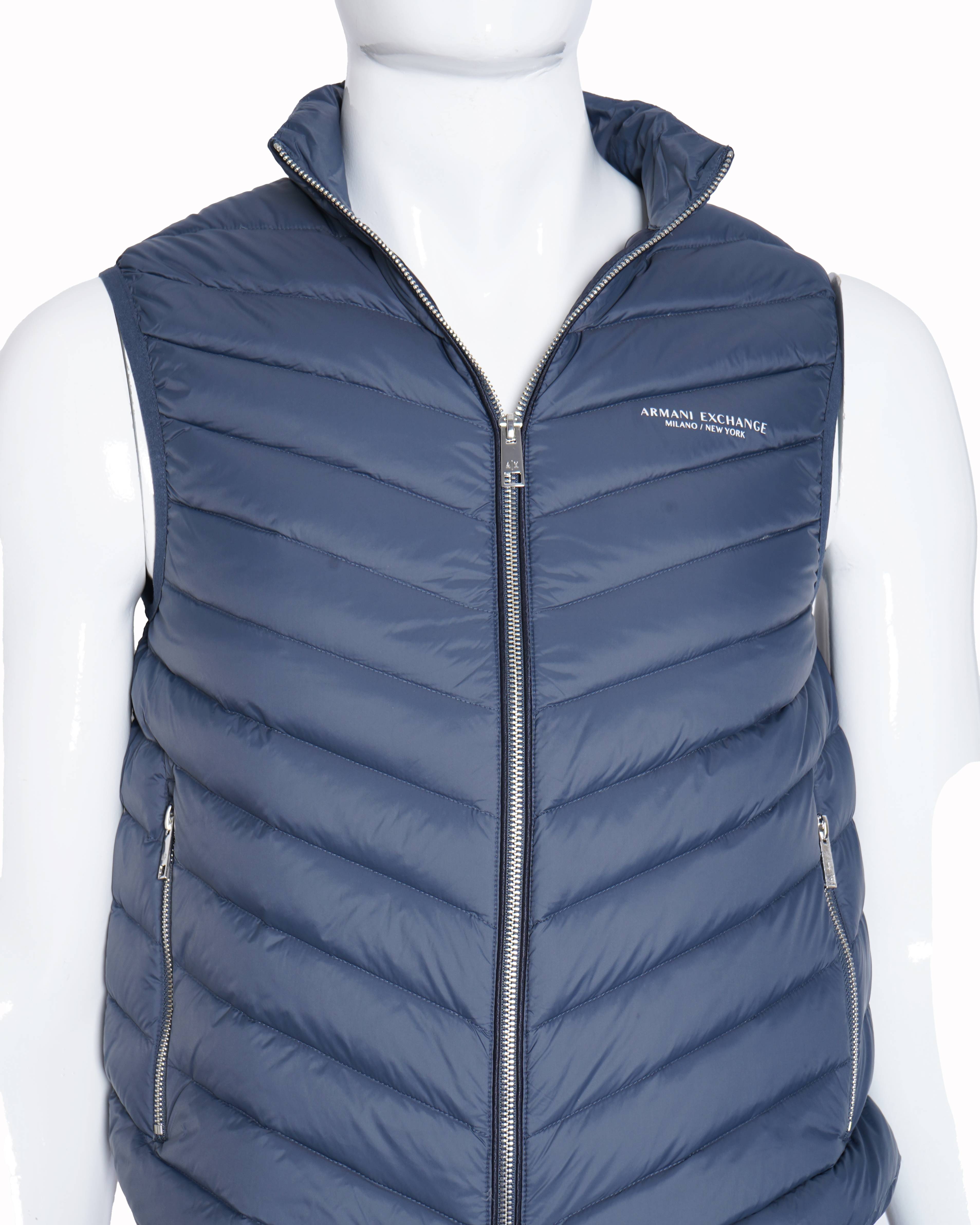 Armani Exchange Men's Navy Blue Sleeveless Puffer Gilet - My Almari