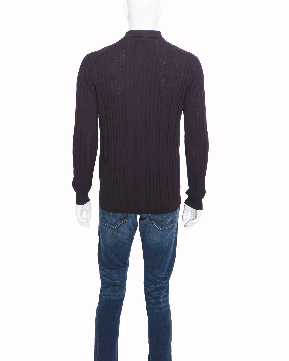 Corneliani Purple Ribbed Knit Half-Zip Polo Sweater