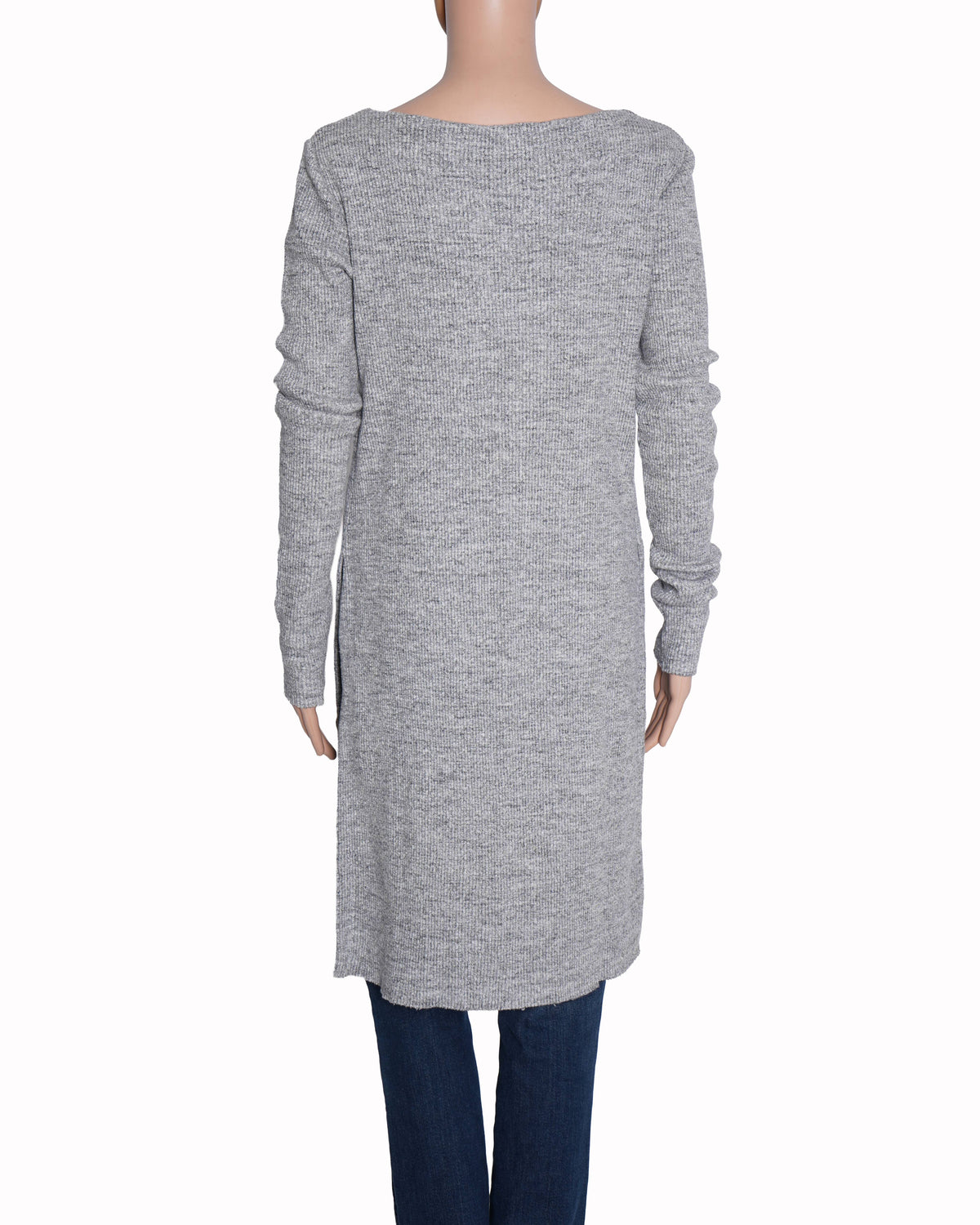 DKNY Grey Ribbed Woolen High-Low Tunic Top