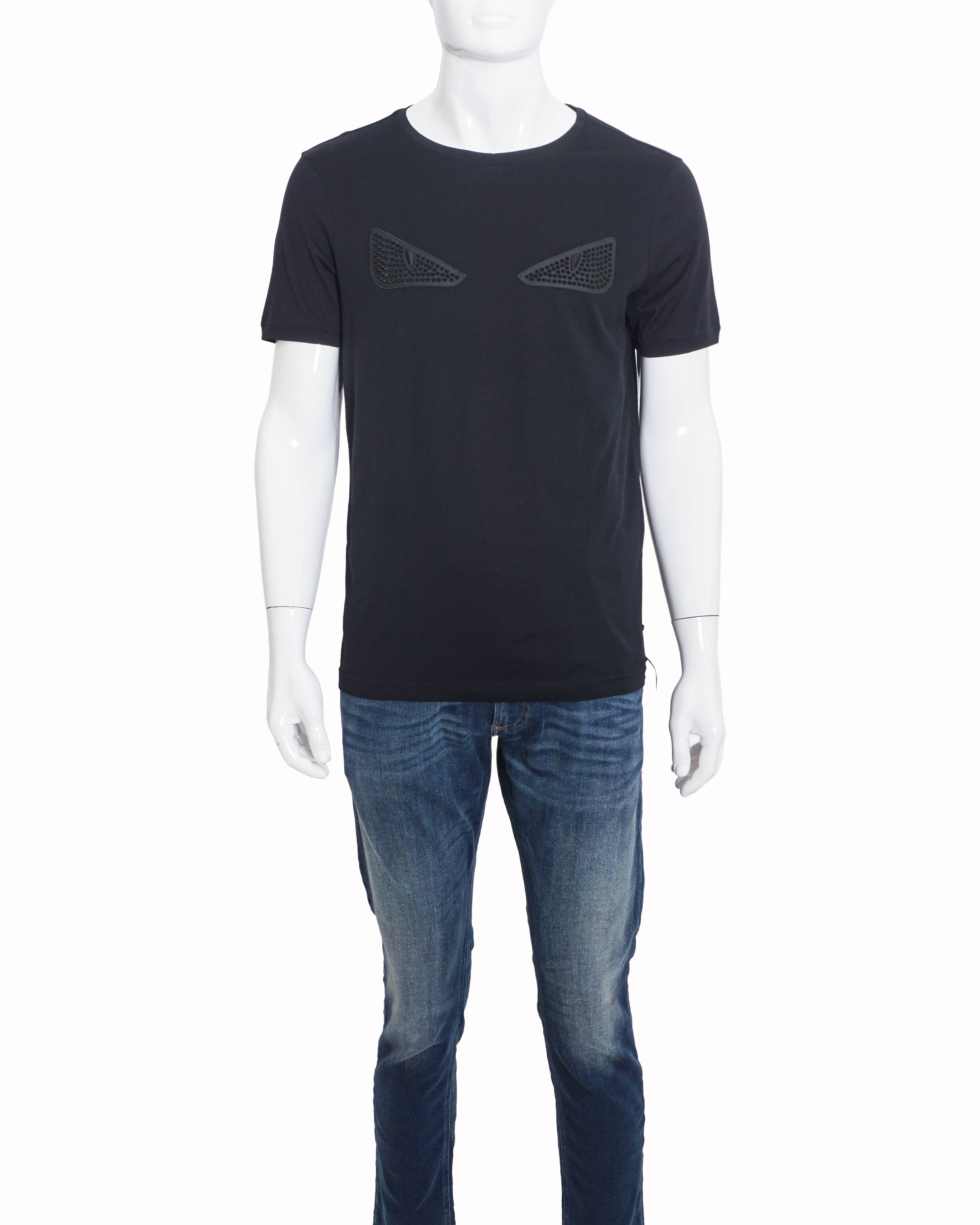 Fendi Black Studded Monster Eye Men's T-Shirt