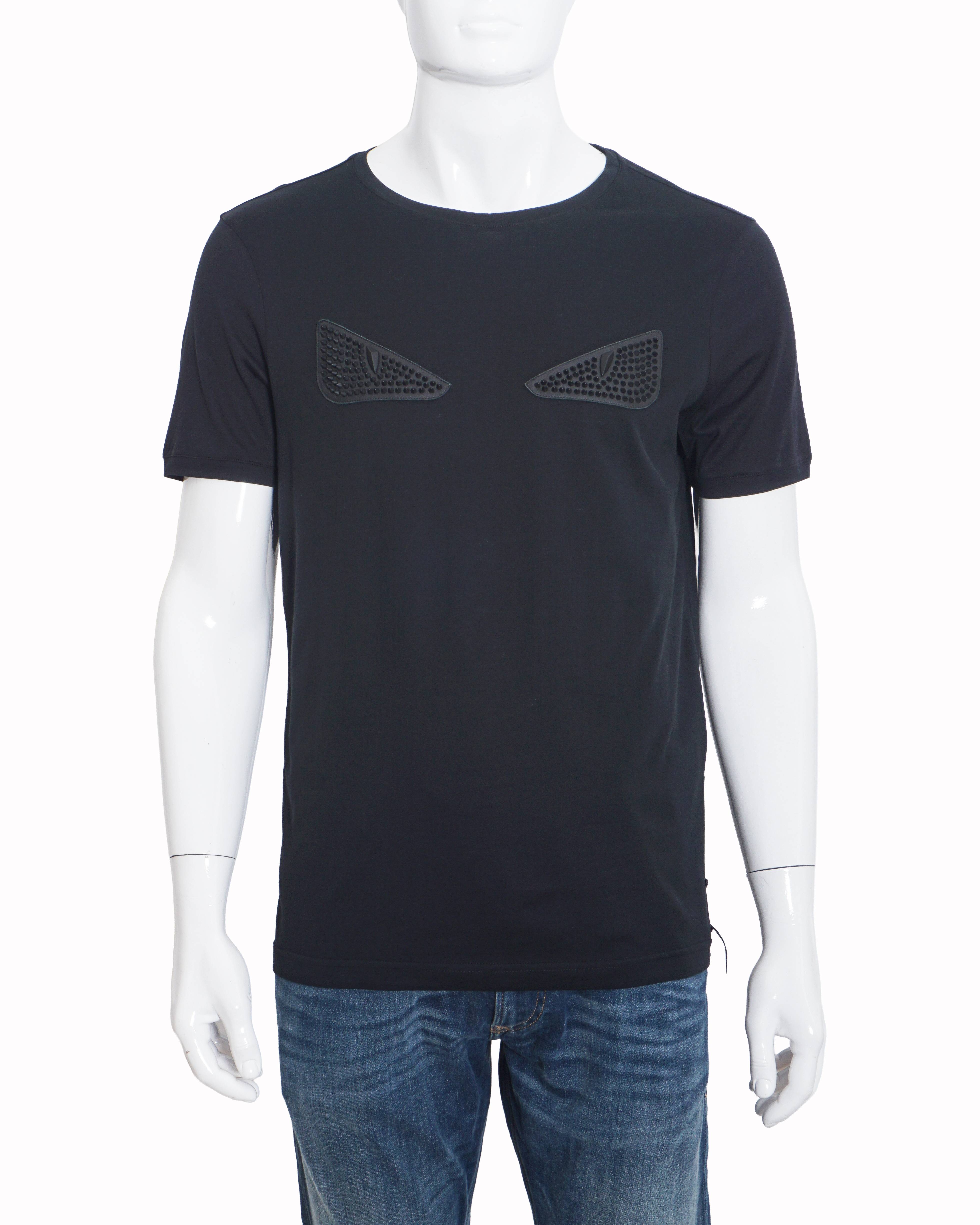 Fendi Black Studded Monster Eye Men's T-Shirt