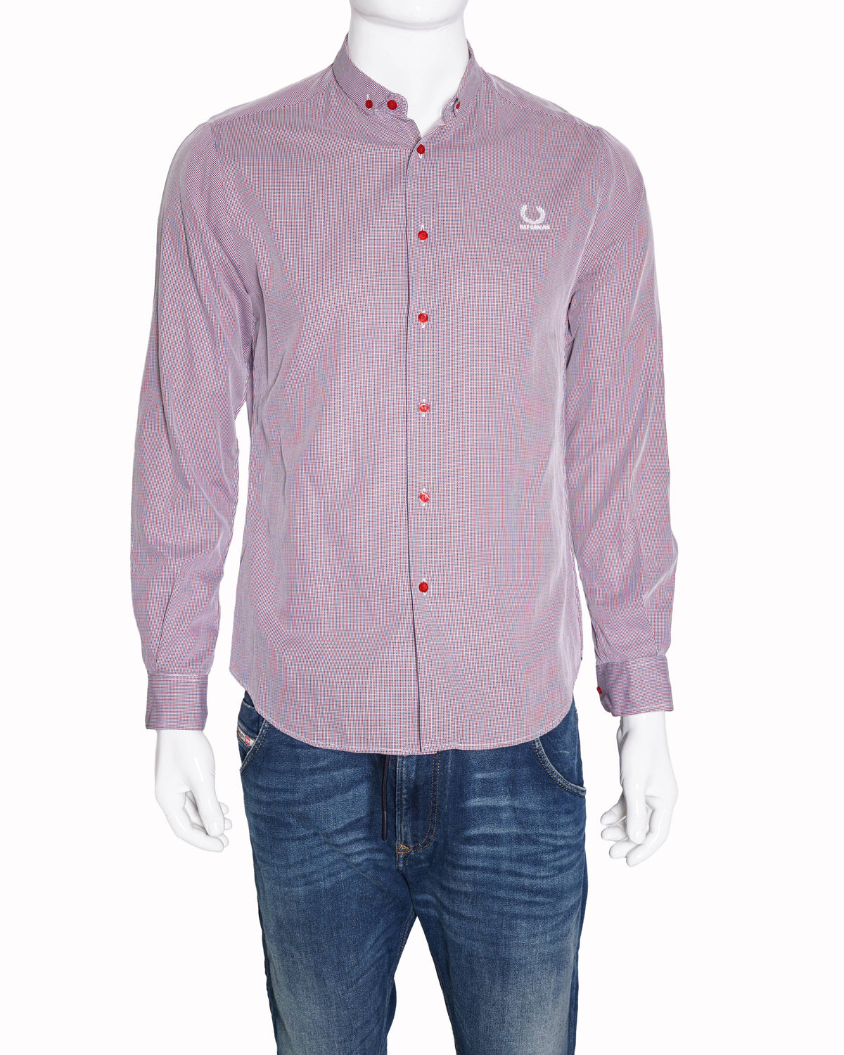 RAF Simons x Fred Perry shirt in coral