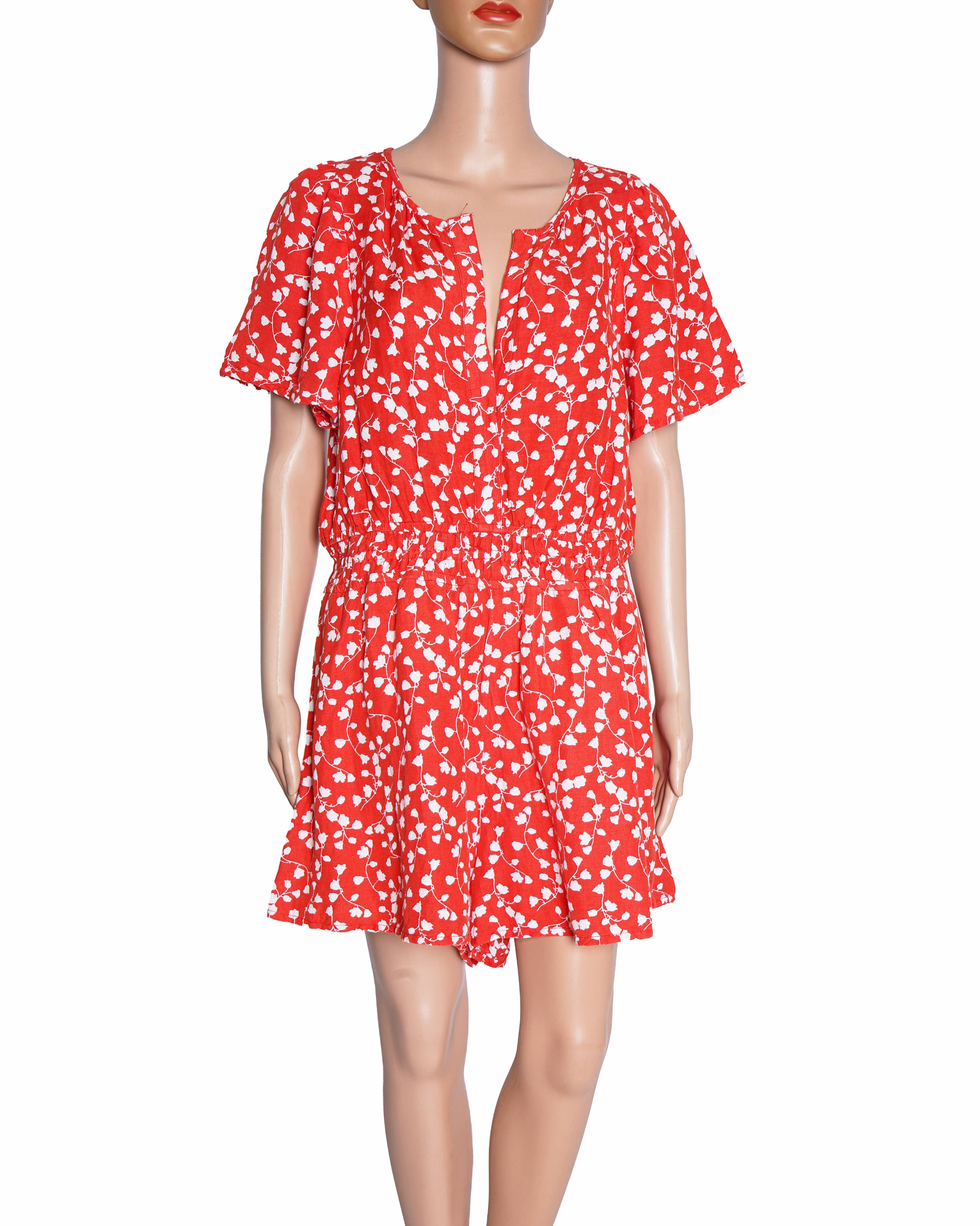 Anthropologie romper red mini printed Jumpsuit