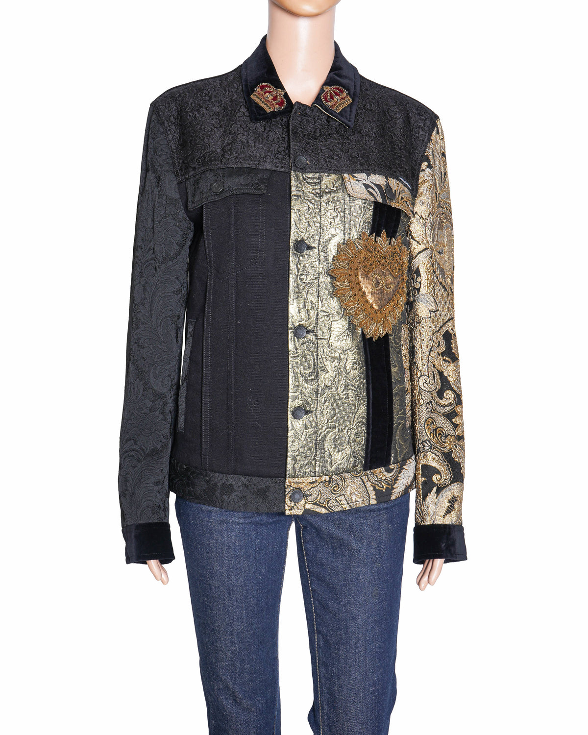 Dolce & Gabbaana black/Gold floral jacquard Biker jacket