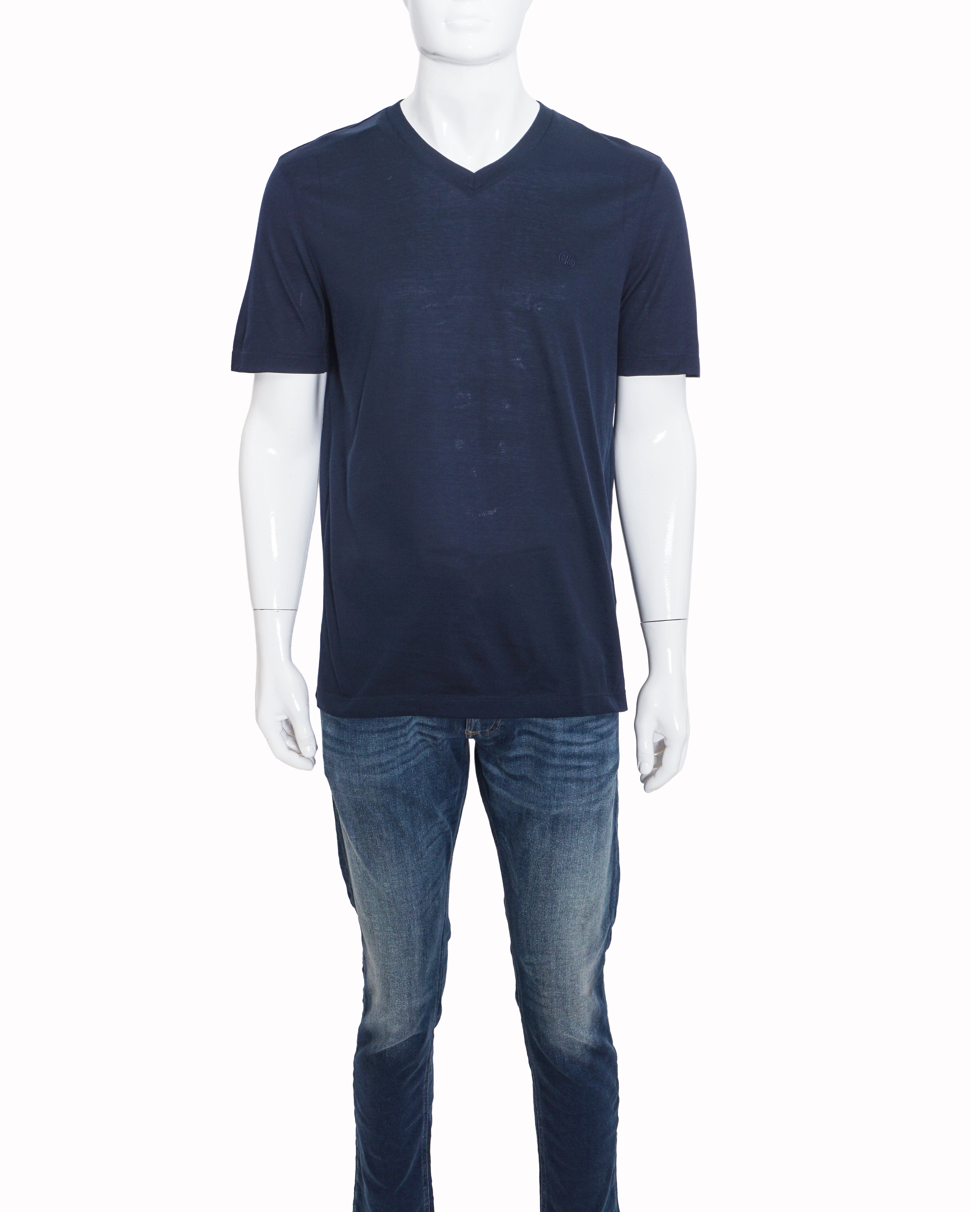 Louis Vuitton Embroidered LV Logo V-Neck Men's T-Shirt