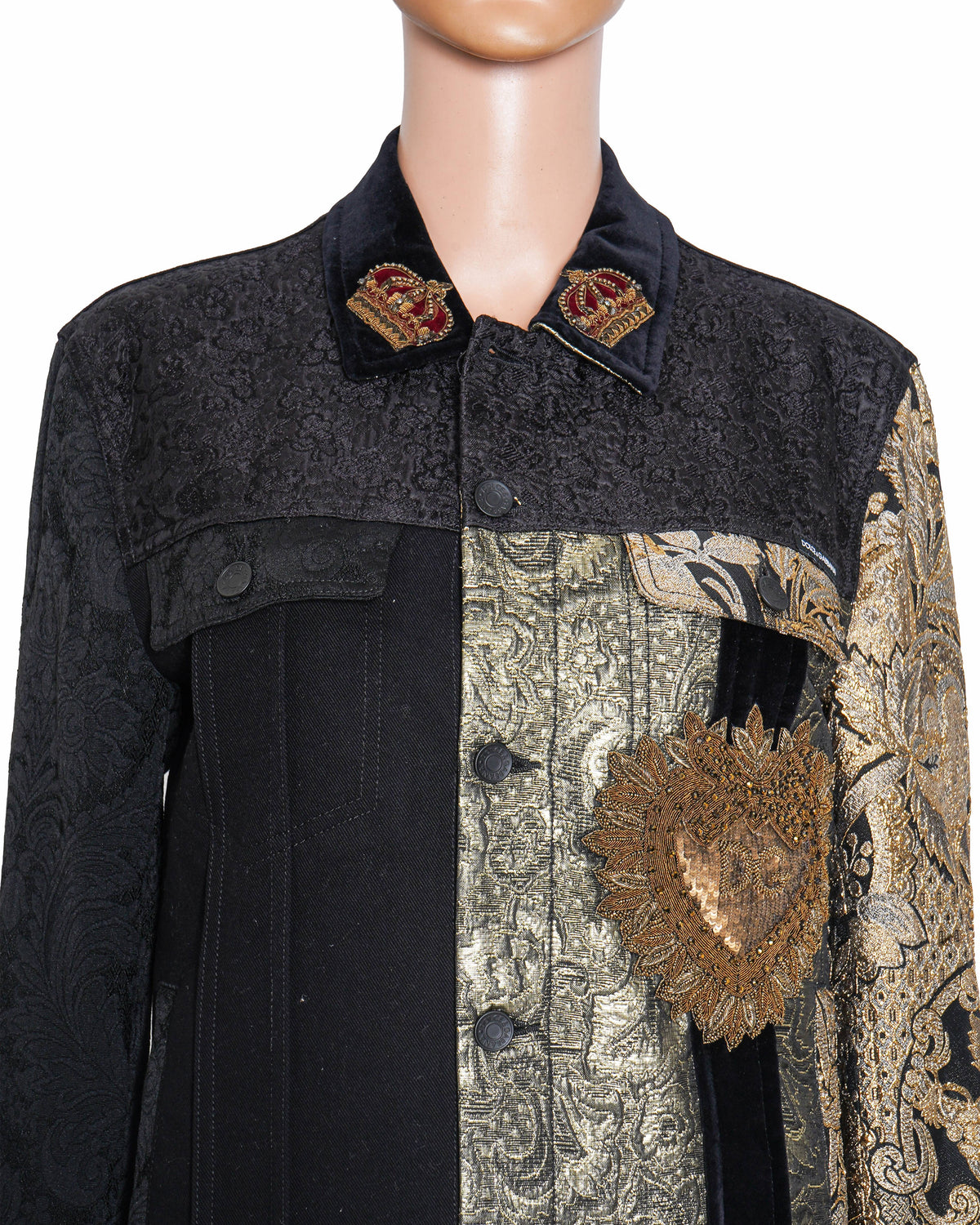 Dolce & Gabbaana black/Gold floral jacquard Biker jacket