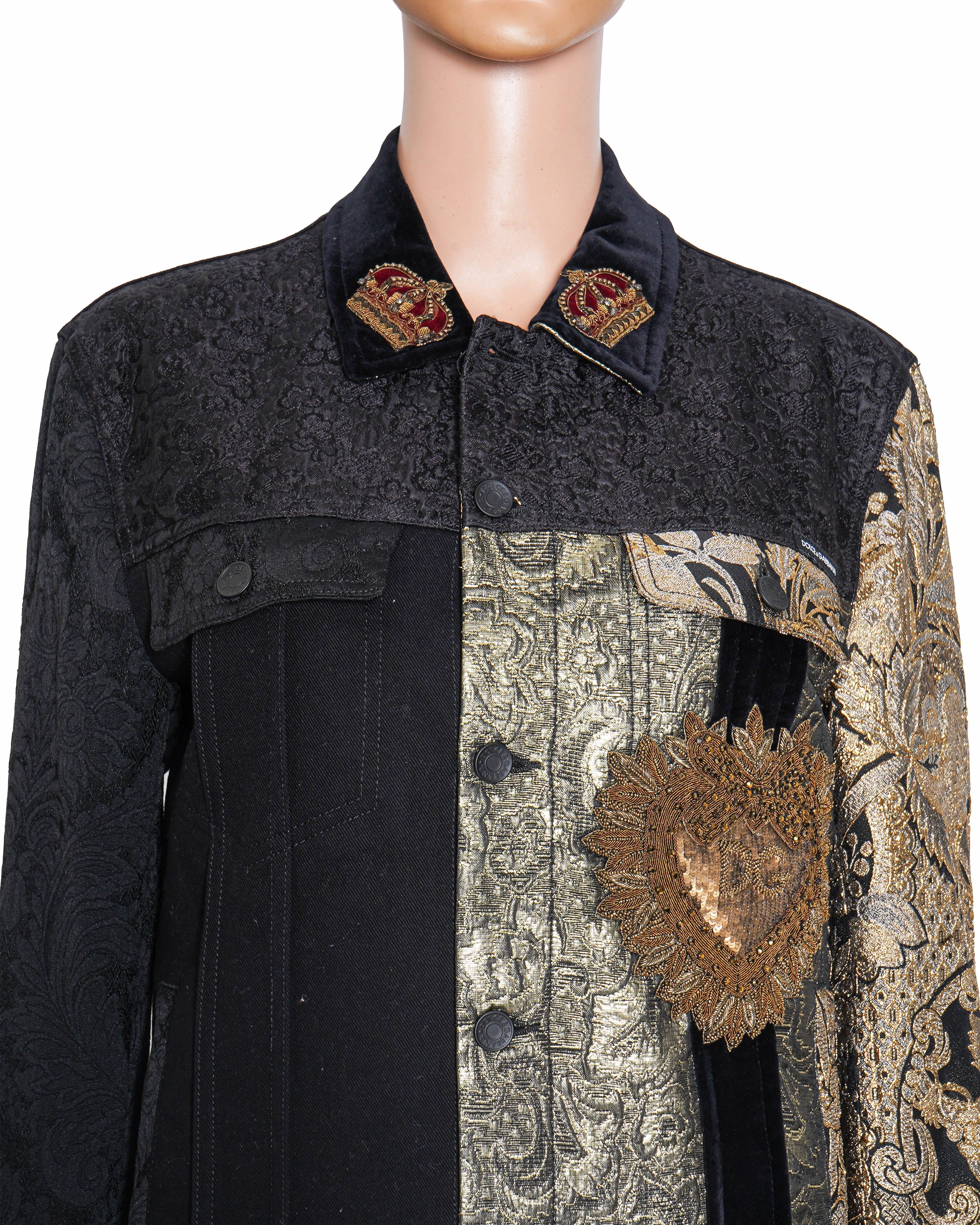 Dolce & Gabbaana black/Gold floral jacquard Biker jacket