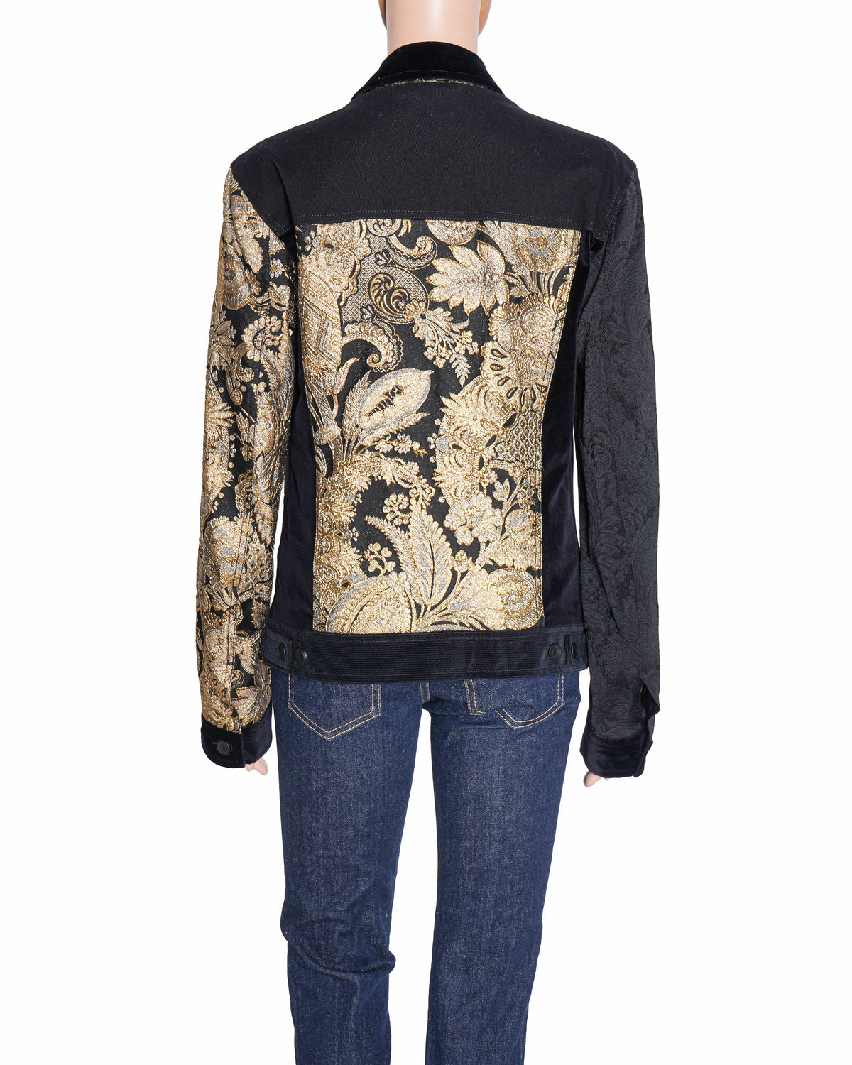 Dolce & Gabbaana black/Gold floral jacquard Biker jacket