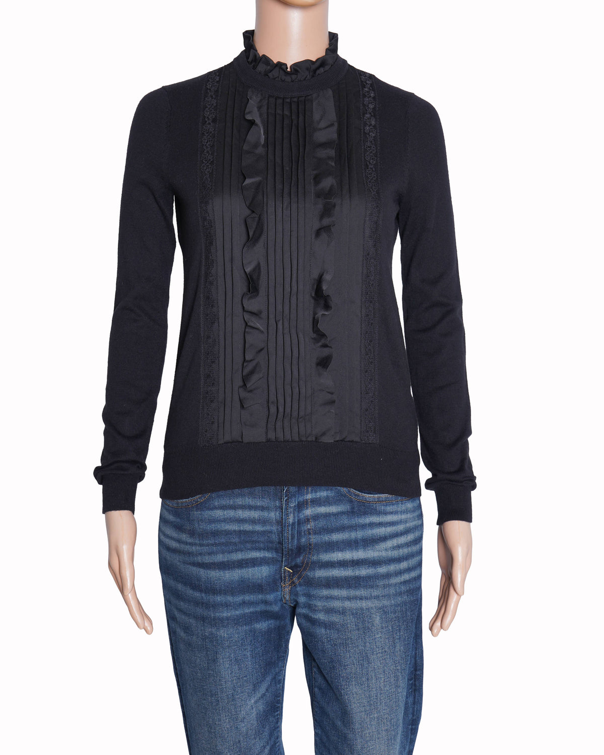 Ted Baker Pleated Black FUll SLeeve Top