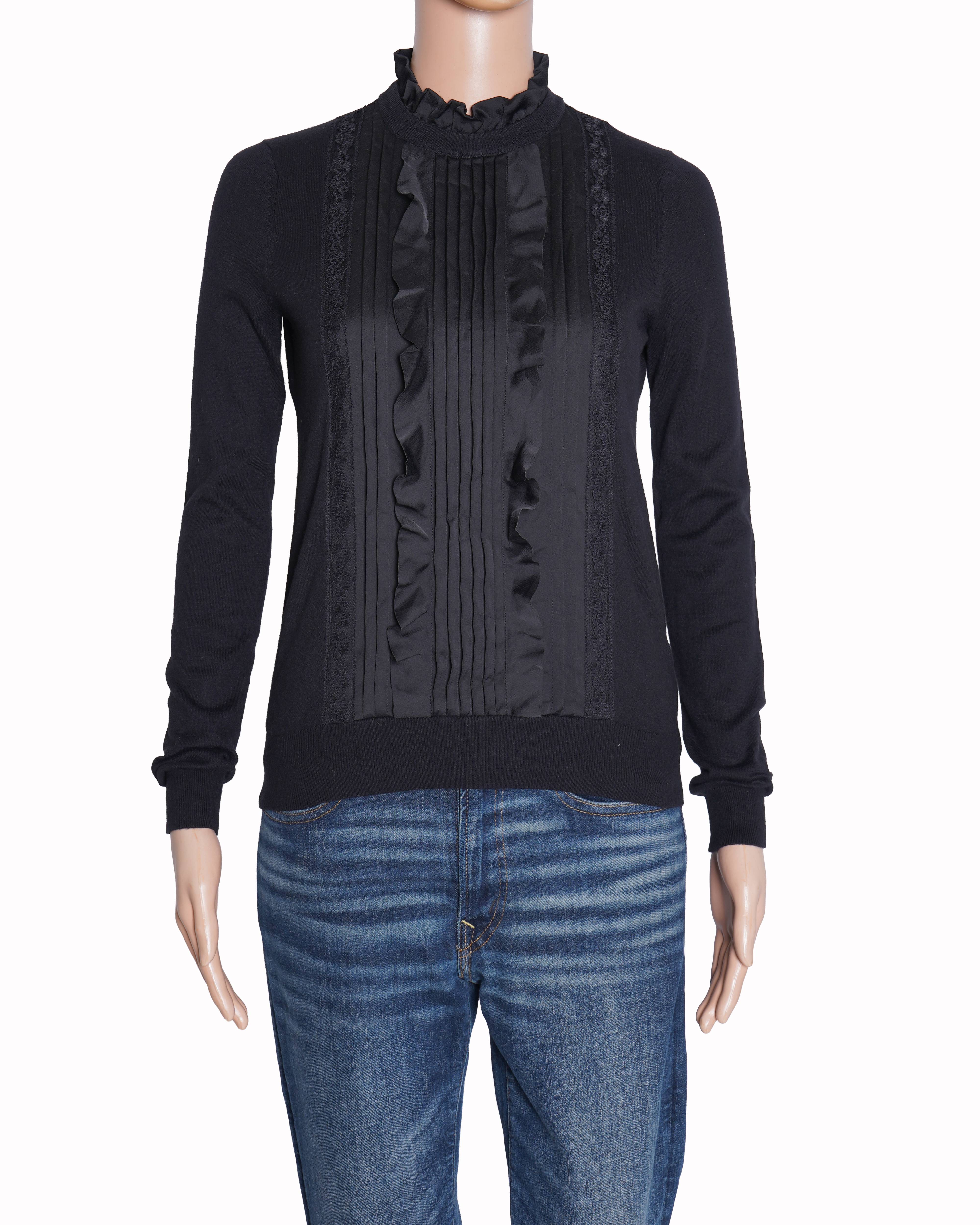 Ted Baker Pleated Black FUll SLeeve Top