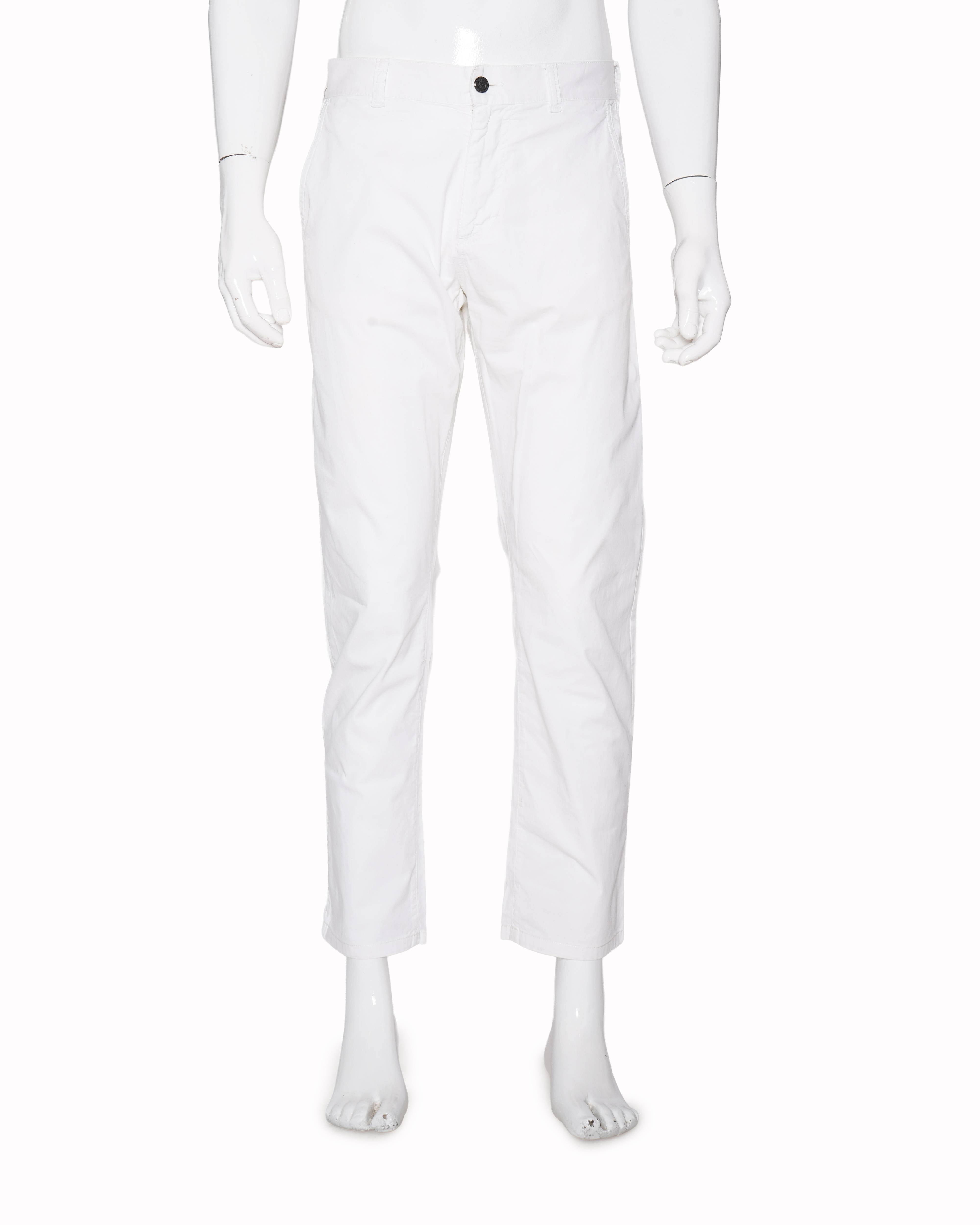 Canalli Men's White Straight Fit Pants