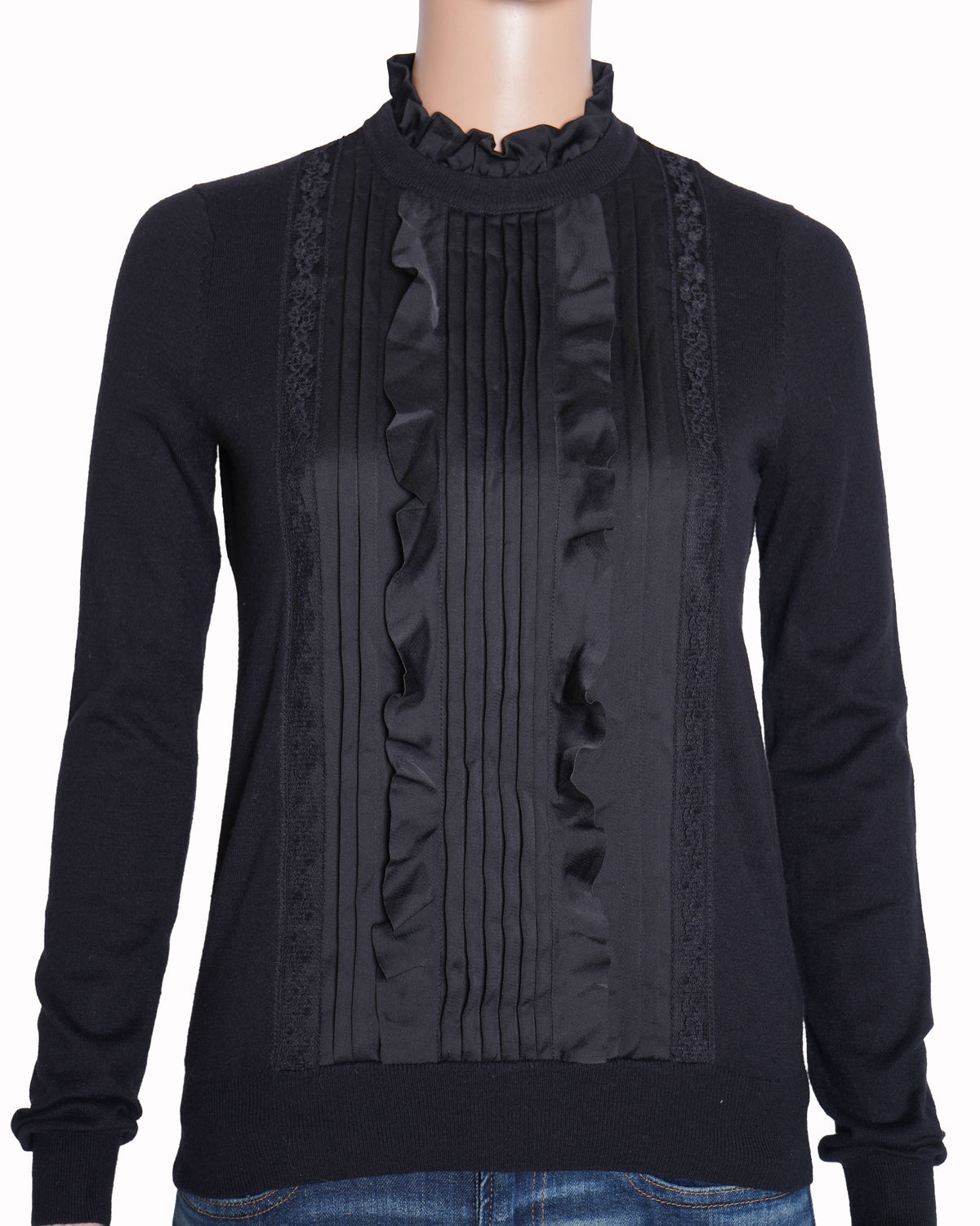 Ted Baker Pleated Black FUll SLeeve Top