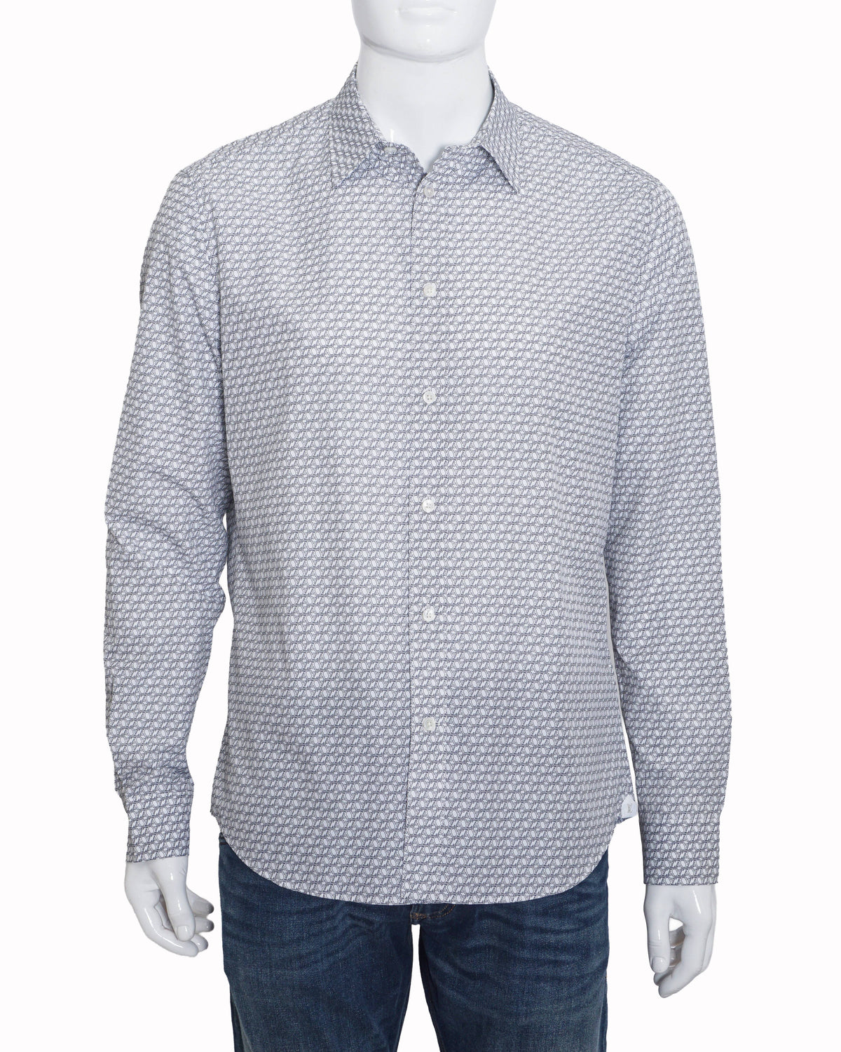 Louis Vuitton White & Black Monogram Regular Fit Shirt