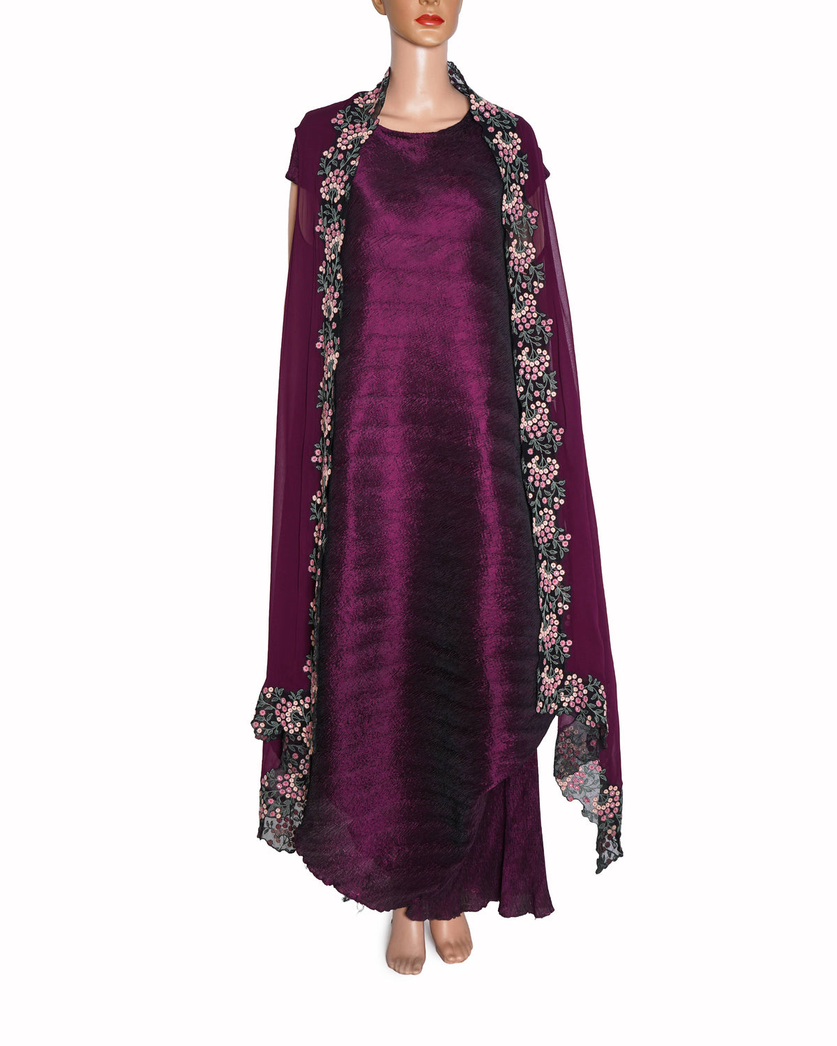 Kavita Bhartiya Textured Silk Kurta & Embroidered Cape Set