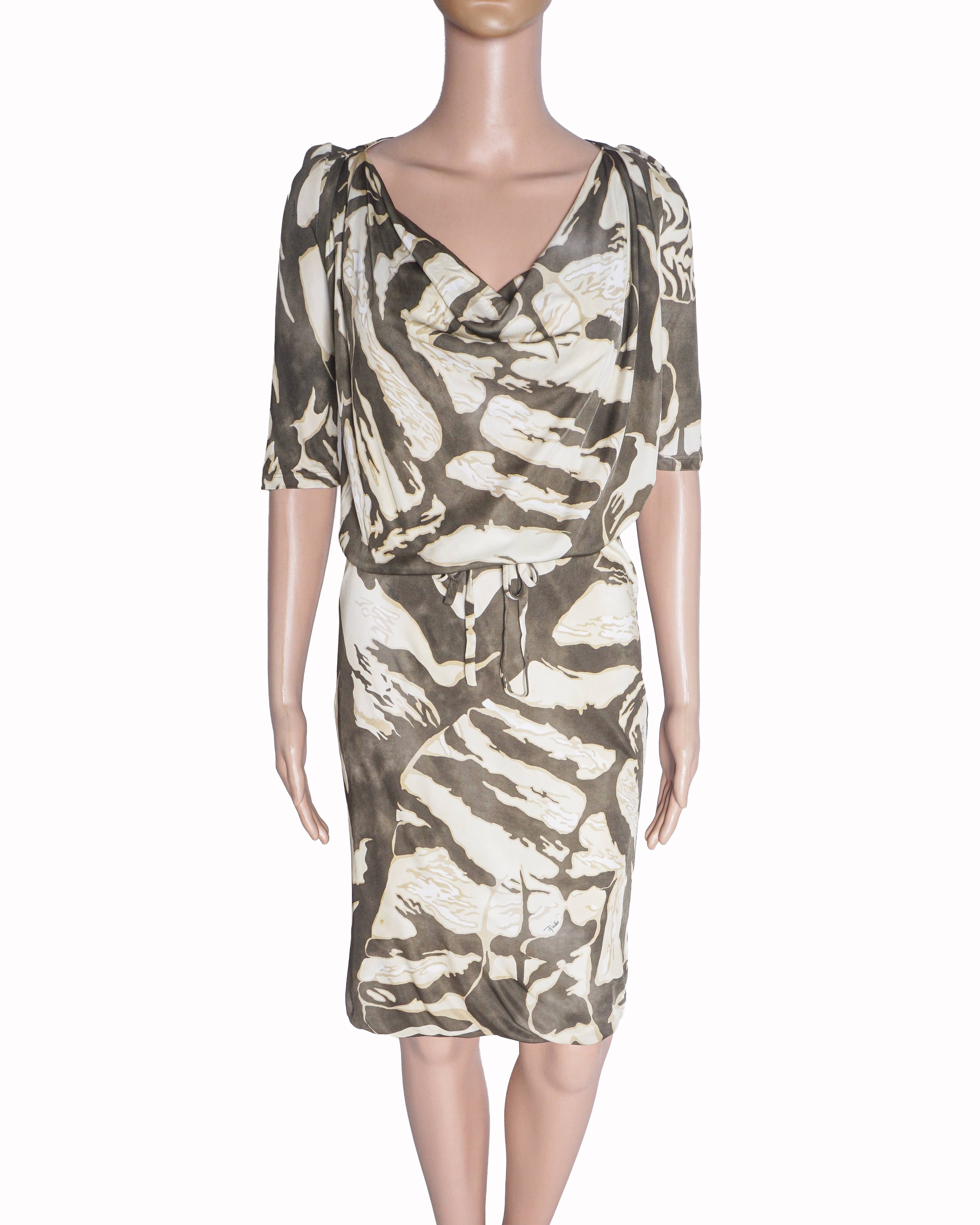 Emilio Pucci Olive Green Printed Mini Dress