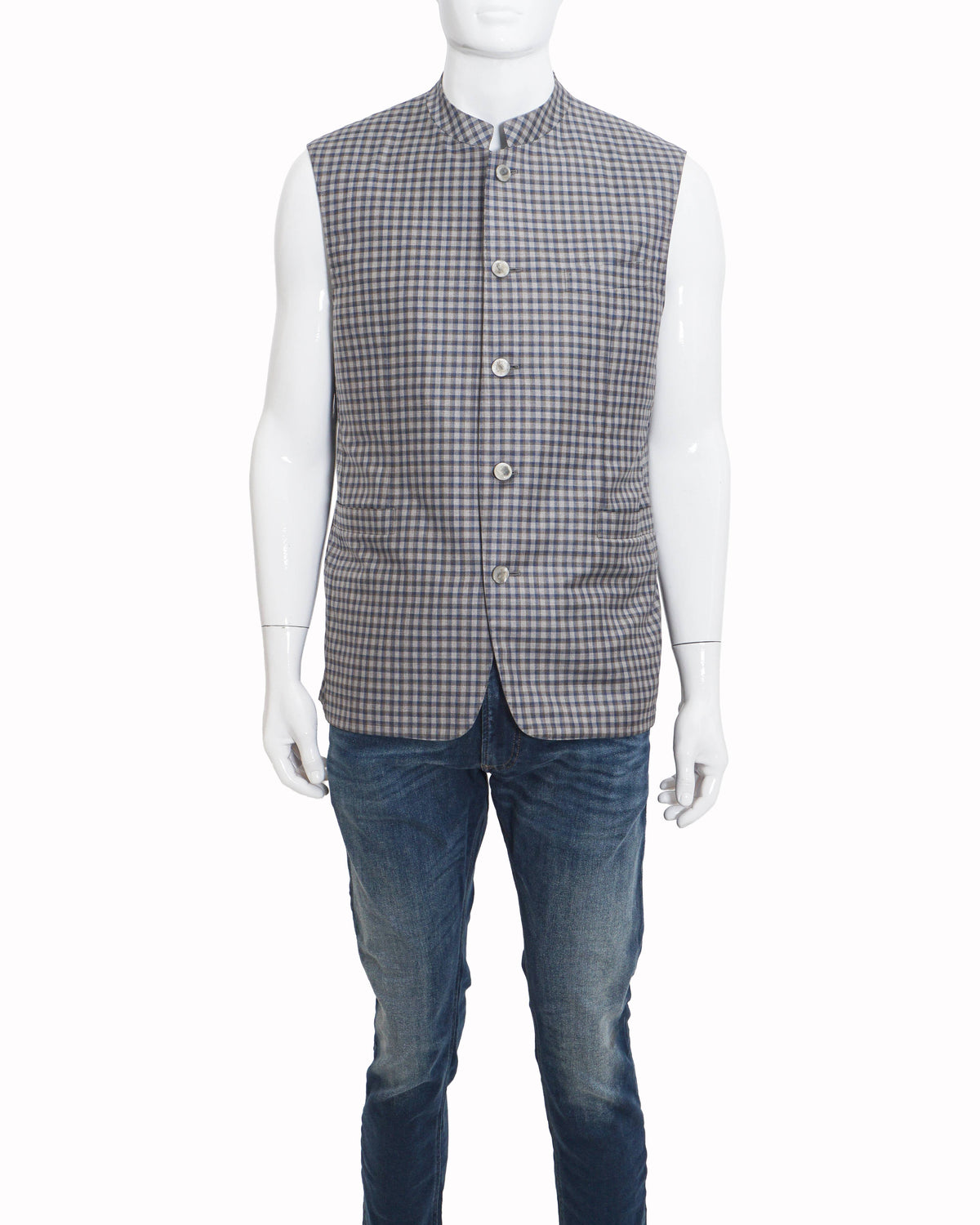 Corneliani Grey Checkered Summer Bundi Jacket