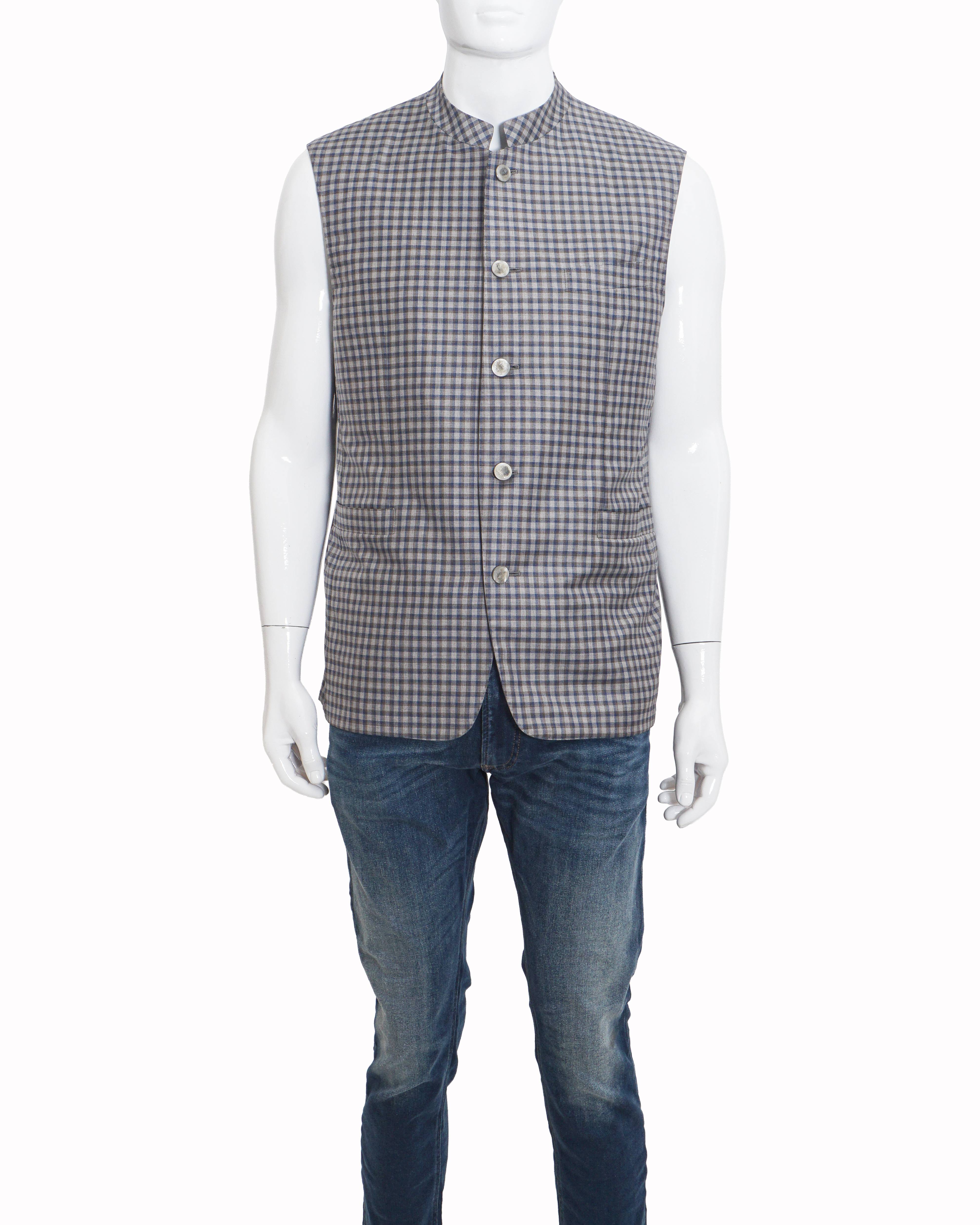 Corneliani Grey Checkered Summer Bundi Jacket