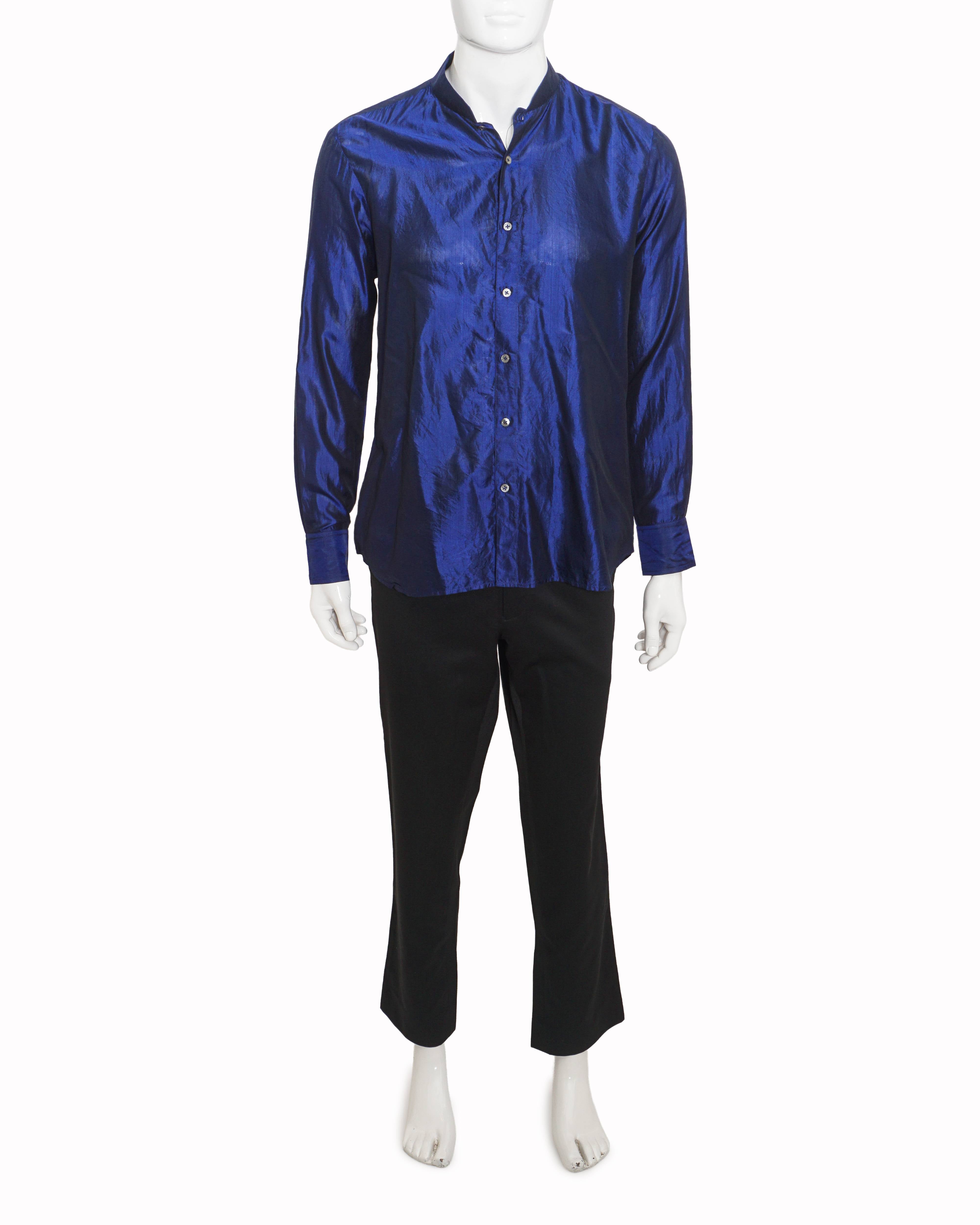 Rohit Bal Royal Blue Silk Shirt & Trouser Set
