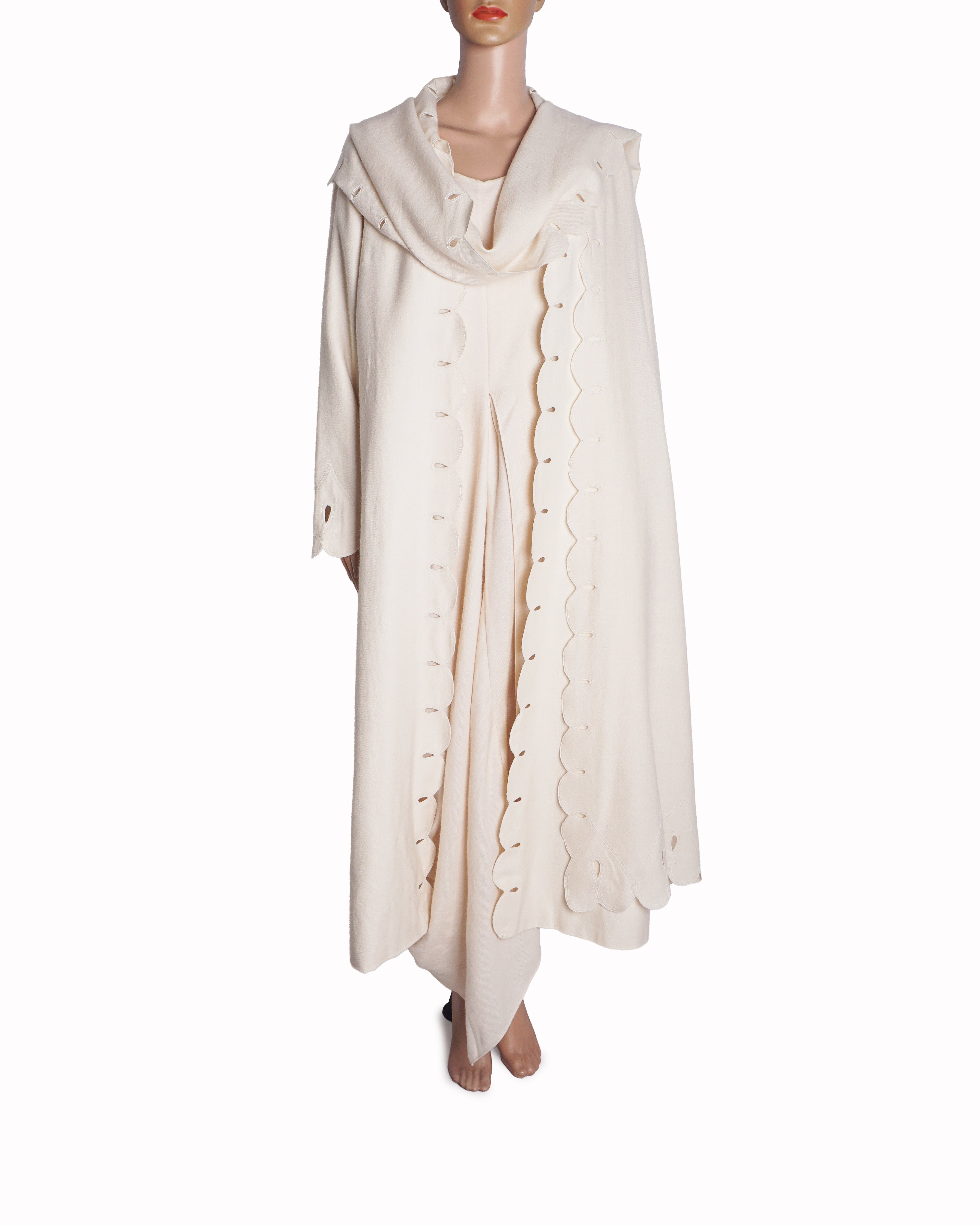 AMPM Ivory Seba Asymmetric Dress & Scalloped Cut-Work Jacket Set