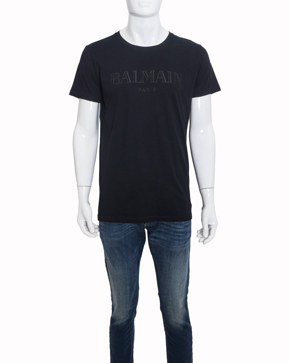 Balmain Black Tonal Logo Men's T-Shirt