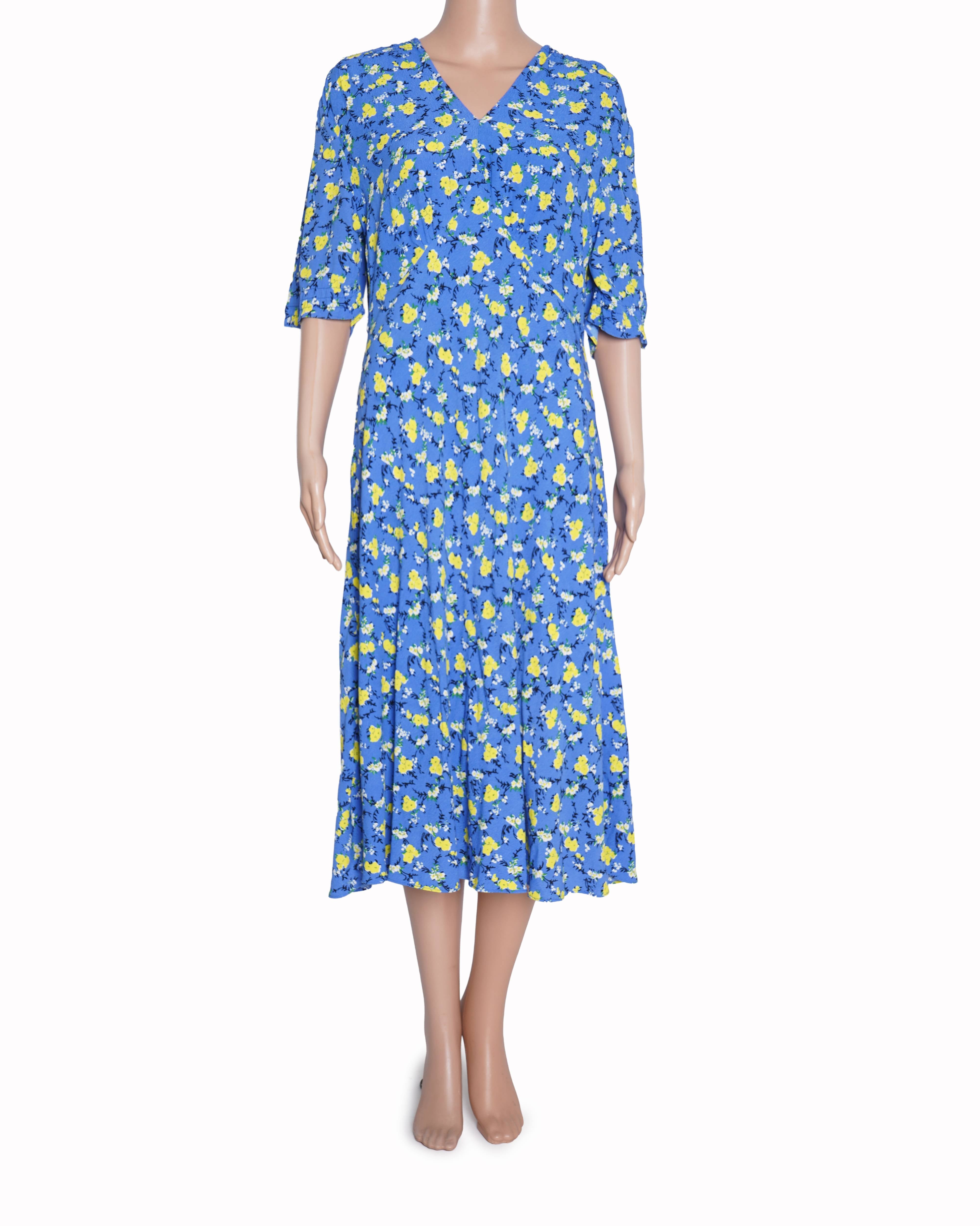 Diane Von Furstenberg Floral Printed Dress In Blue