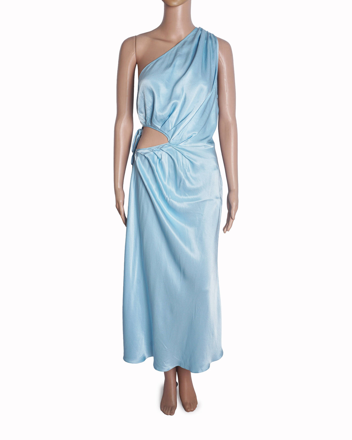 Materiel Light Blue One-Shoulder Cut-Out Maxi Dress