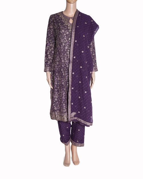 Ritu Kumar Royal Purple Embroidered Kurta Set
