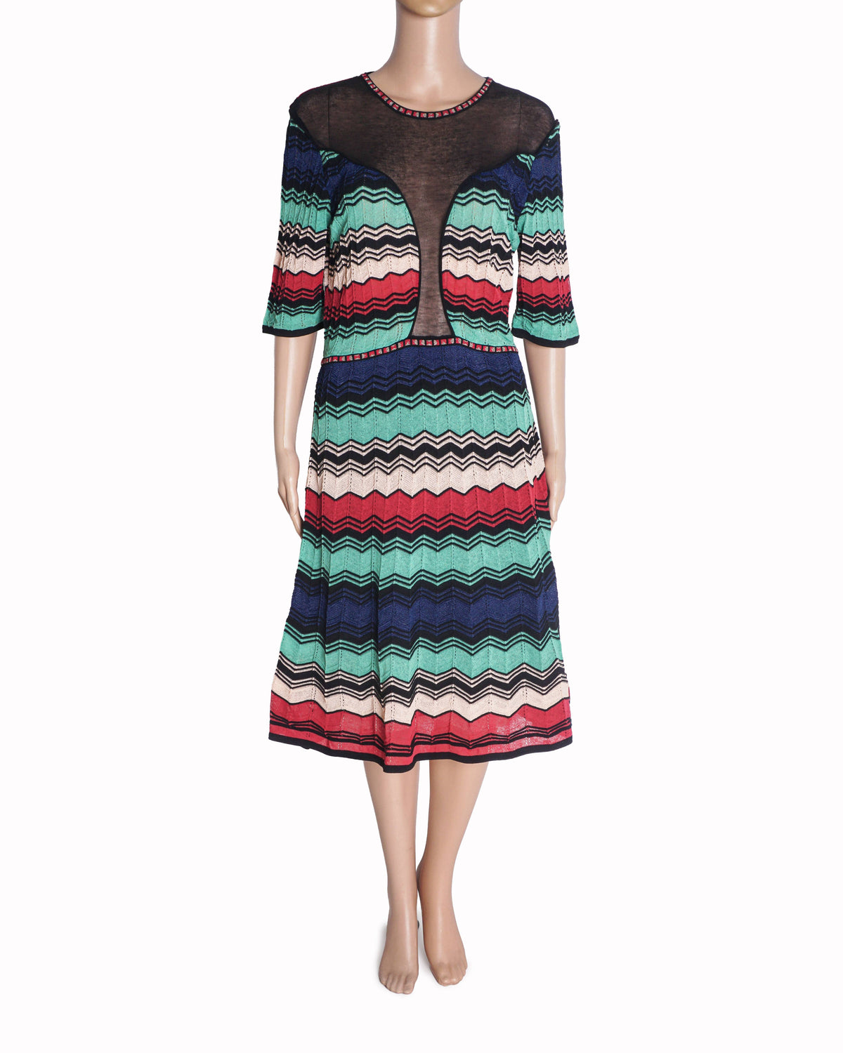M Missoni Multicolor Zig-Zag Knit Dress