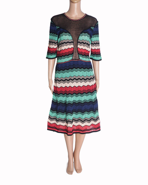 M Missoni Multicolor Zig-Zag Knit Dress