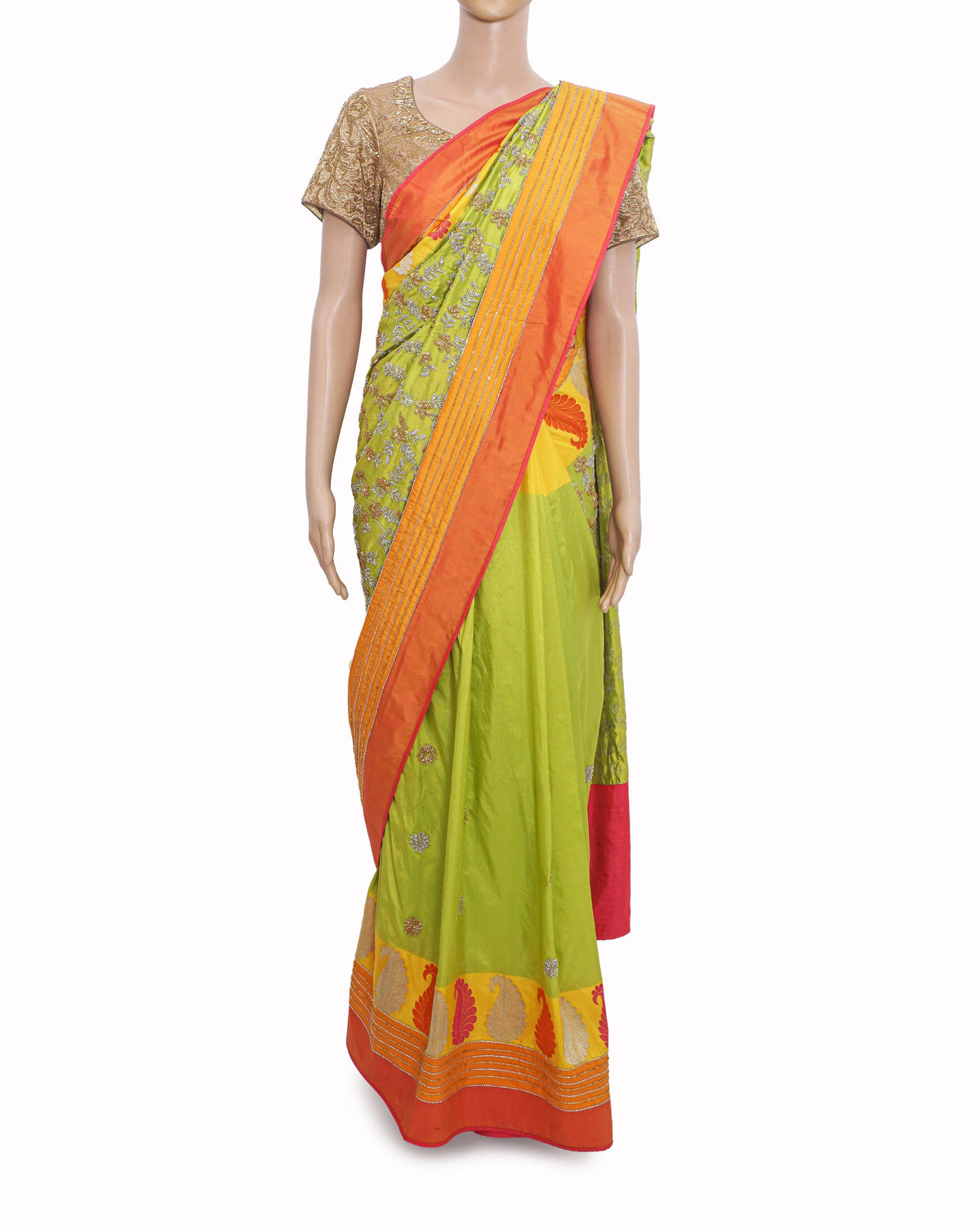Jade by Monica & Karishma Colorblock Silk Paisley Saree Set