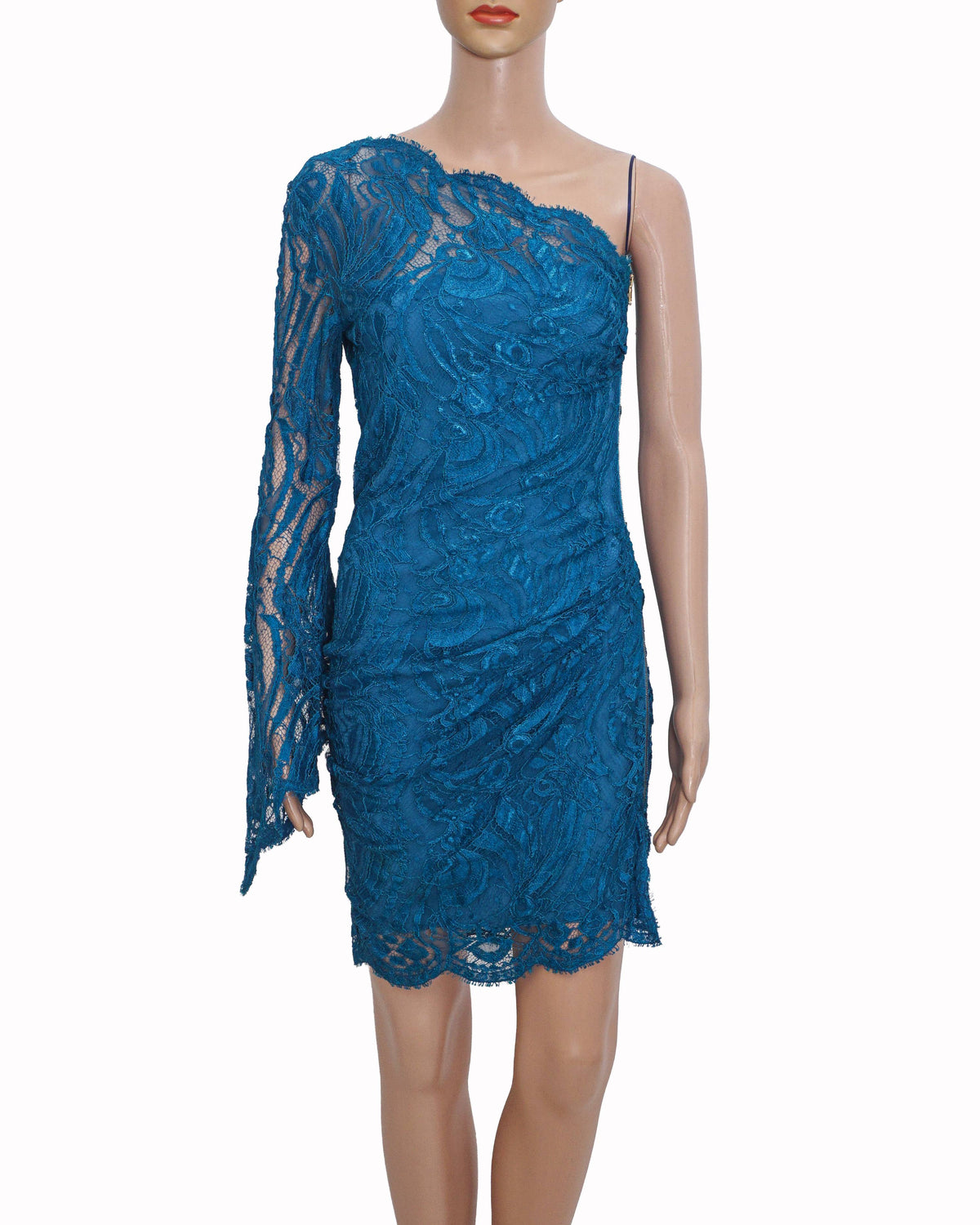 Emilio Pucci Turquoise Blue Lace One-Shoulder Dress
