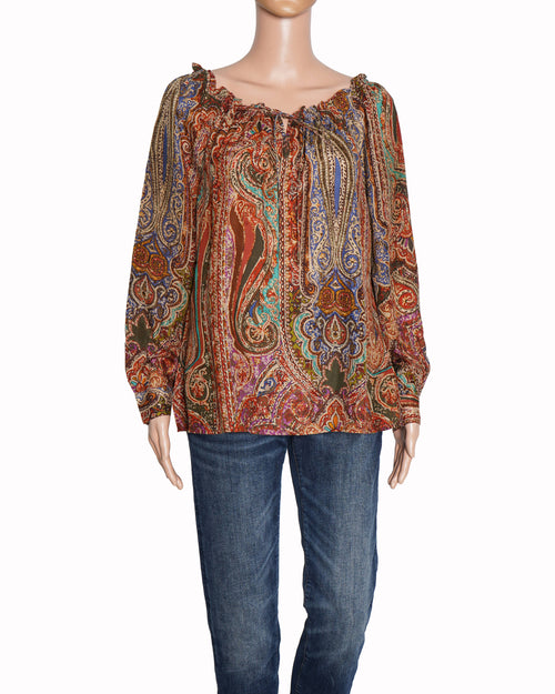 Ralph Lauren Orange Paisley Blouse