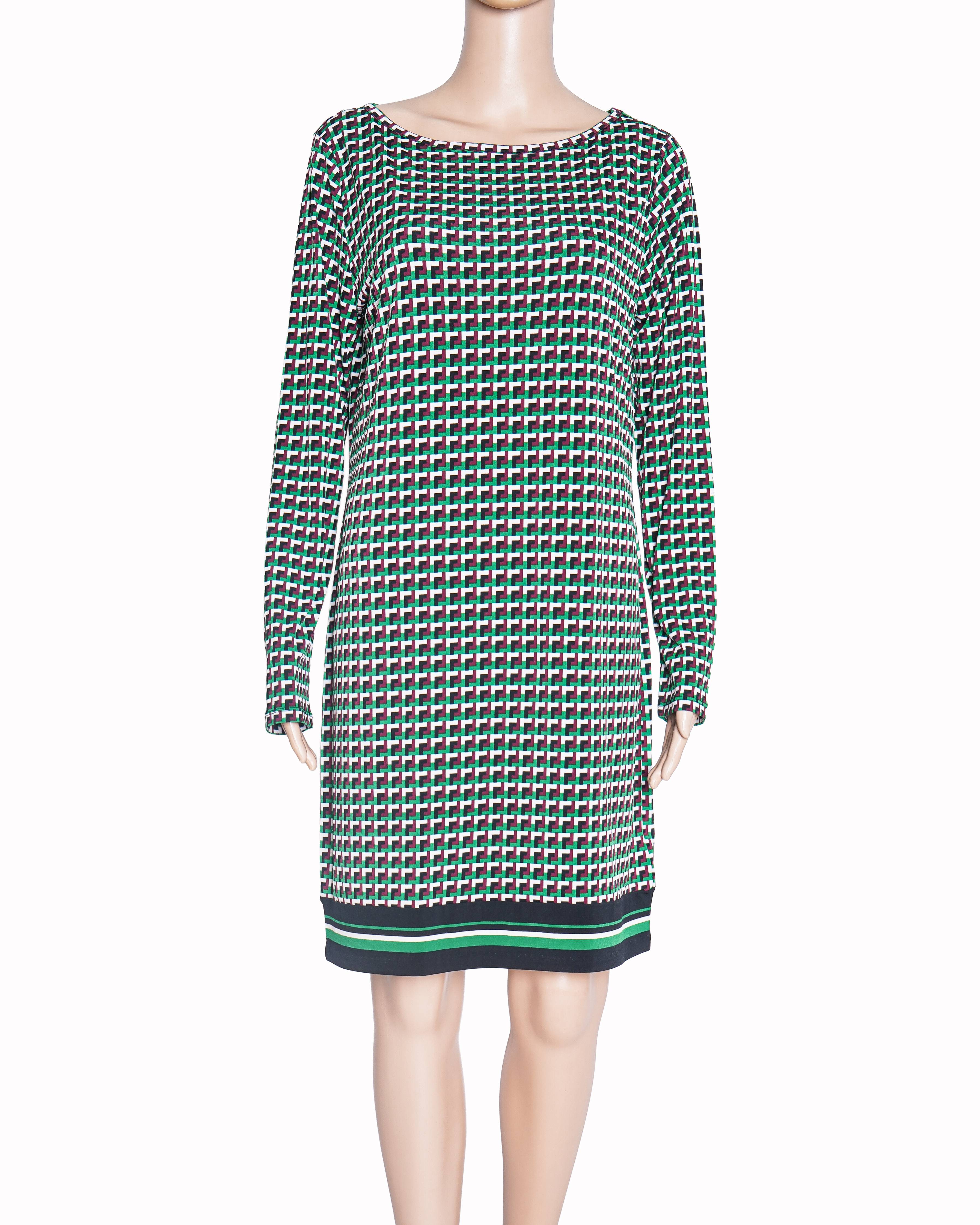 Michael Kors Geometric Print Long-Sleeve Shift Dress