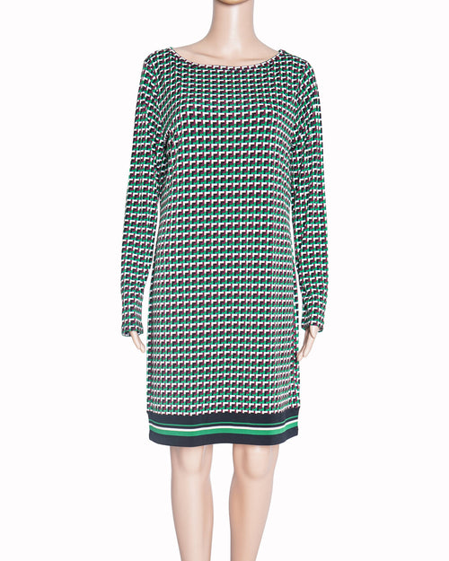 Michael Kors Geometric Print Long-Sleeve Shift Dress