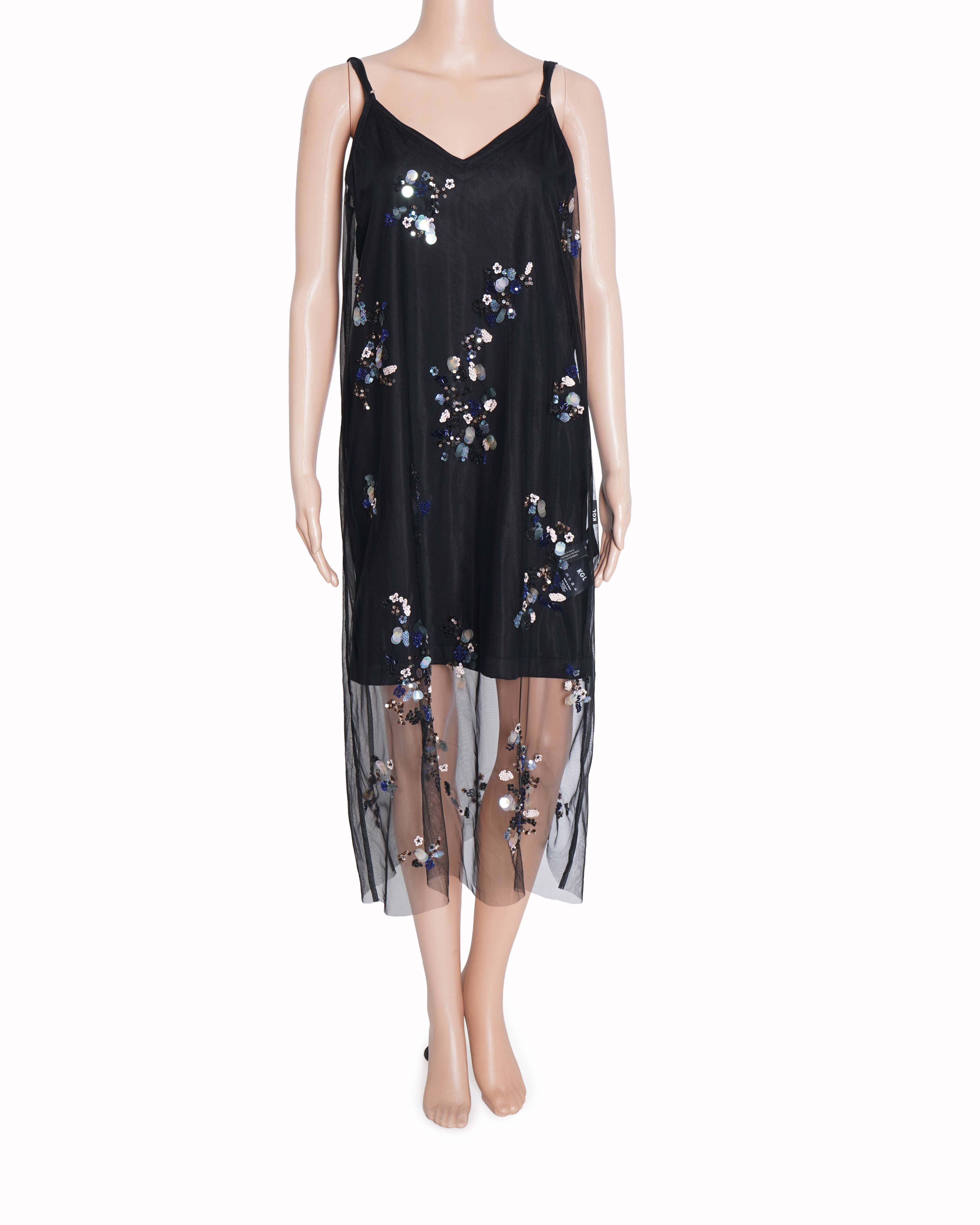 New KGL black embellished slip dress