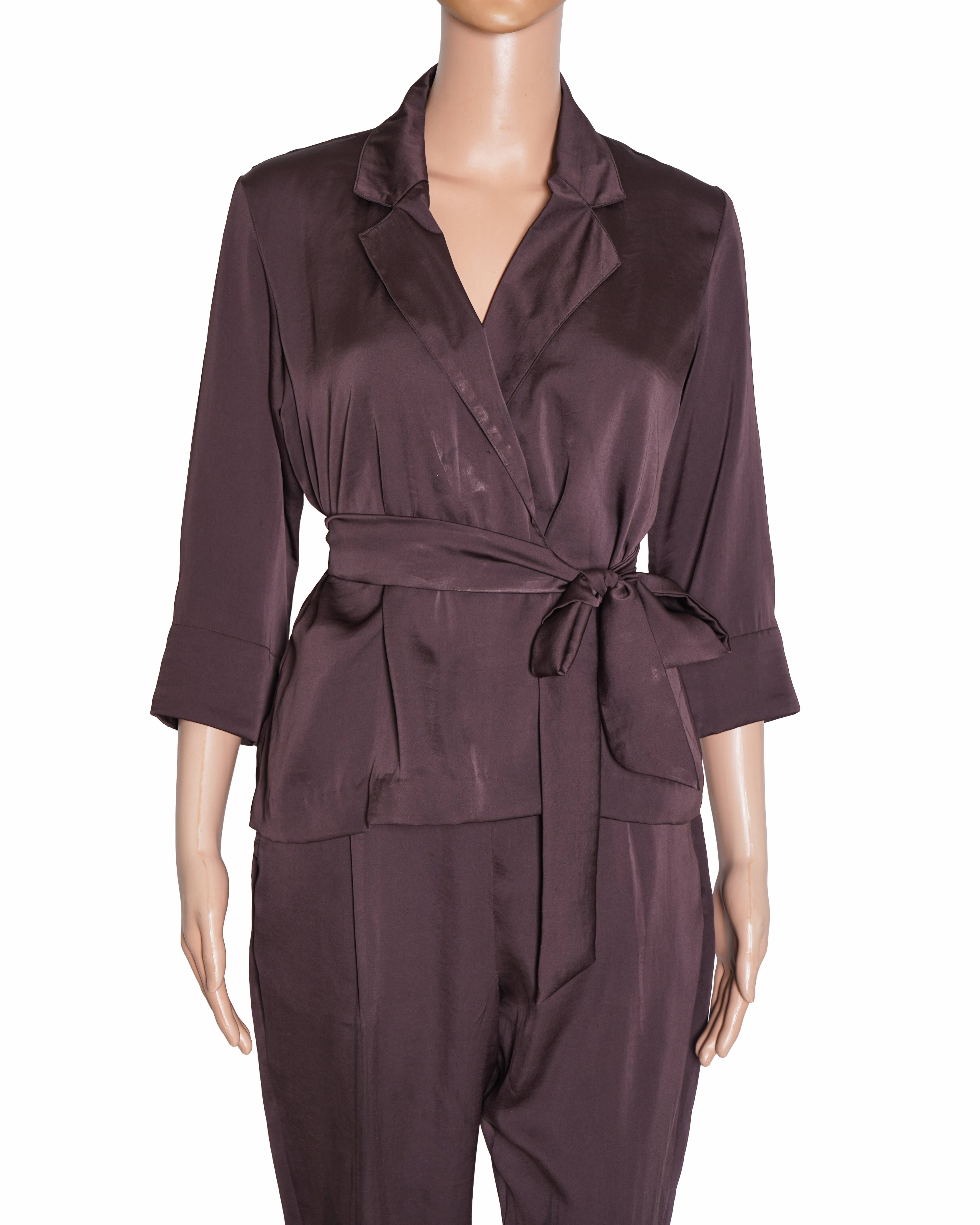 Kargha Chocolate Brown Satin Co-ord Set