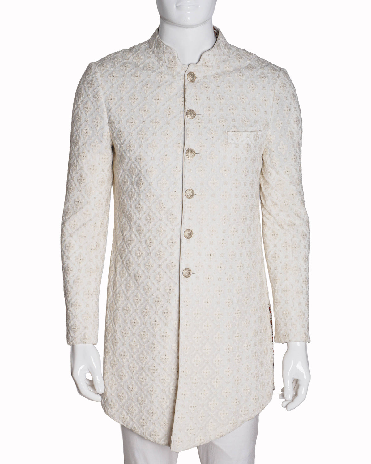 Dori By Arjan Dugal Embroidered Ivory Achkan Kurta Set