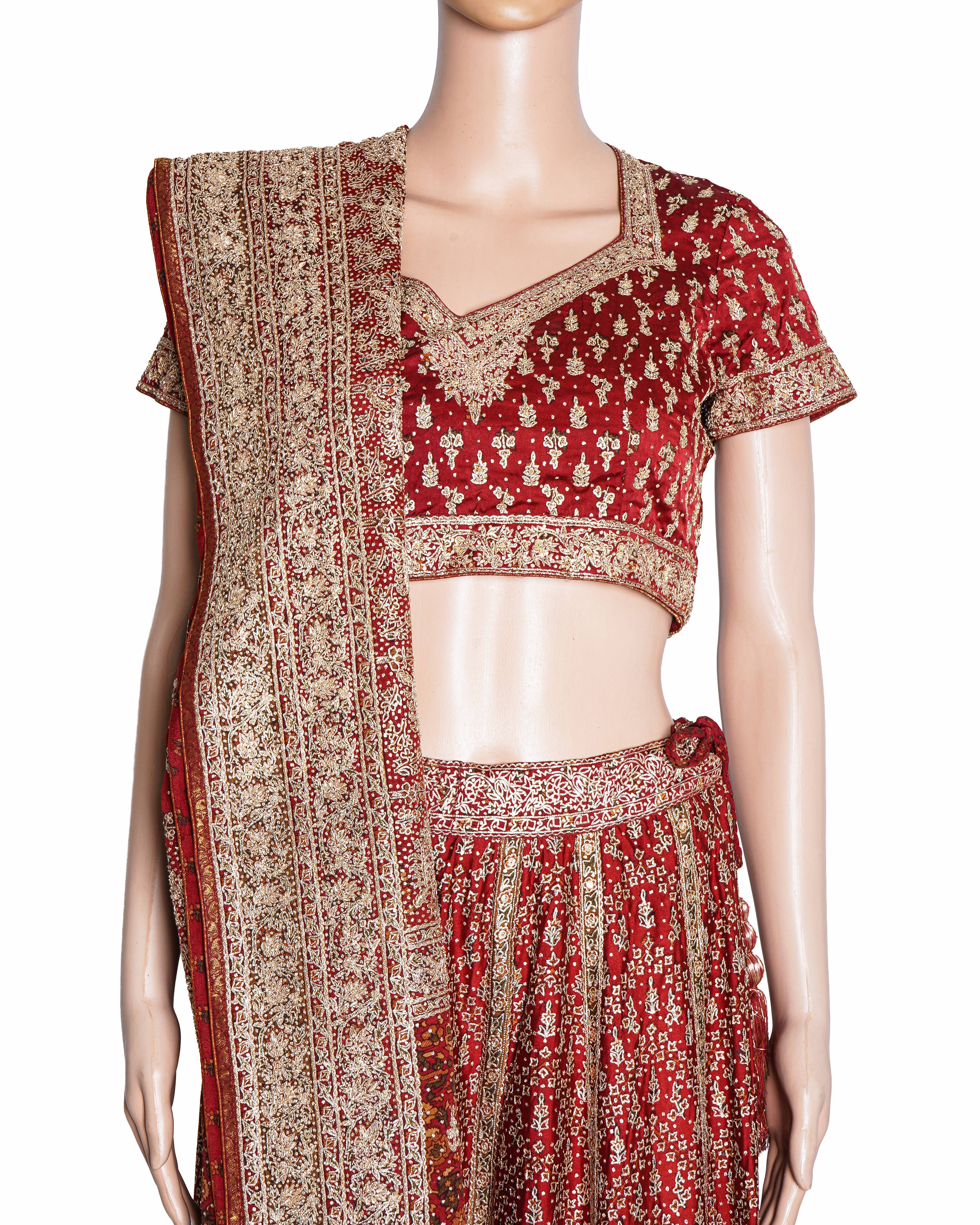 Ritu Kumar Bridal Red & Gold Embroidered Lehenga Set