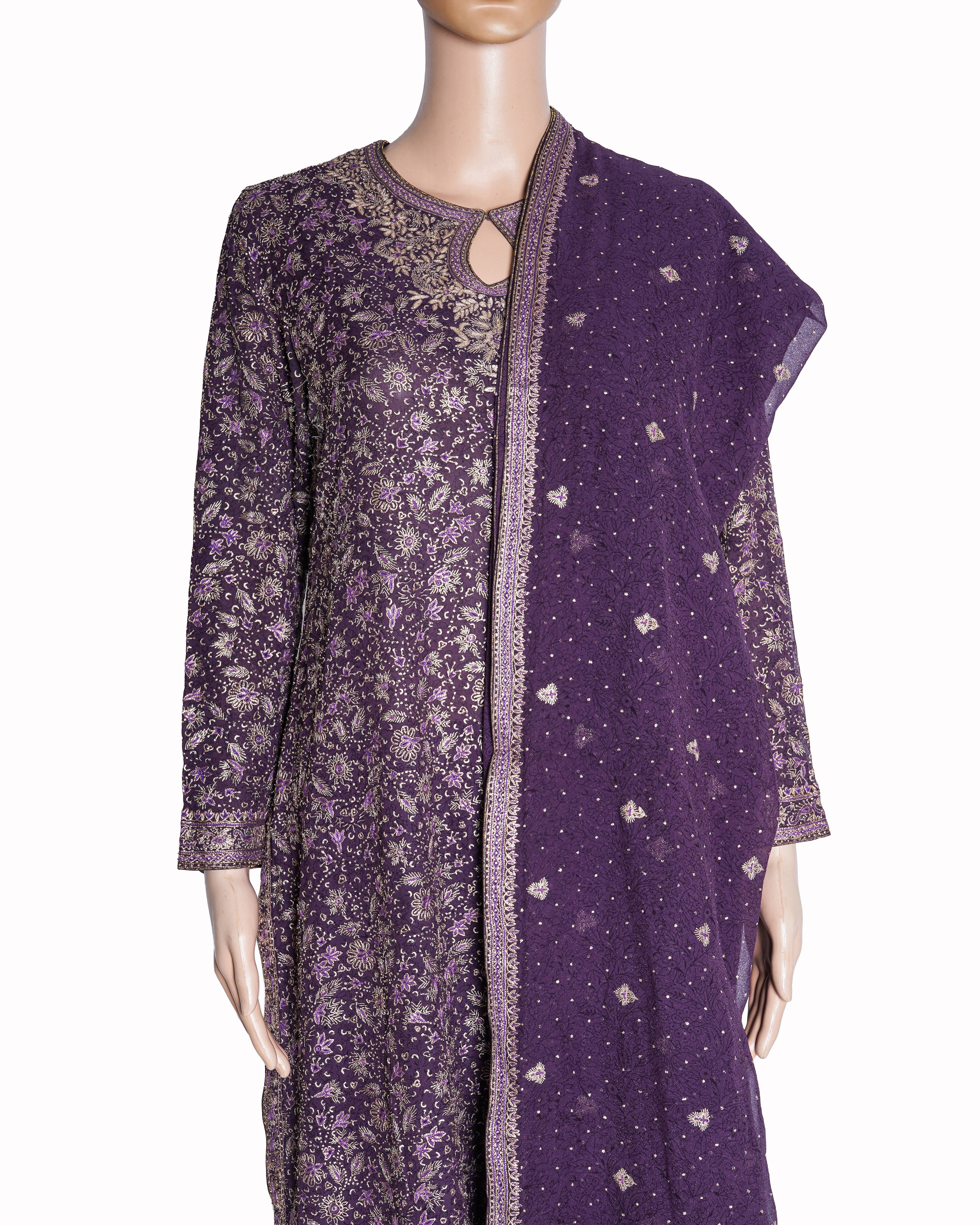 Ritu Kumar Royal Purple Embroidered Kurta Set