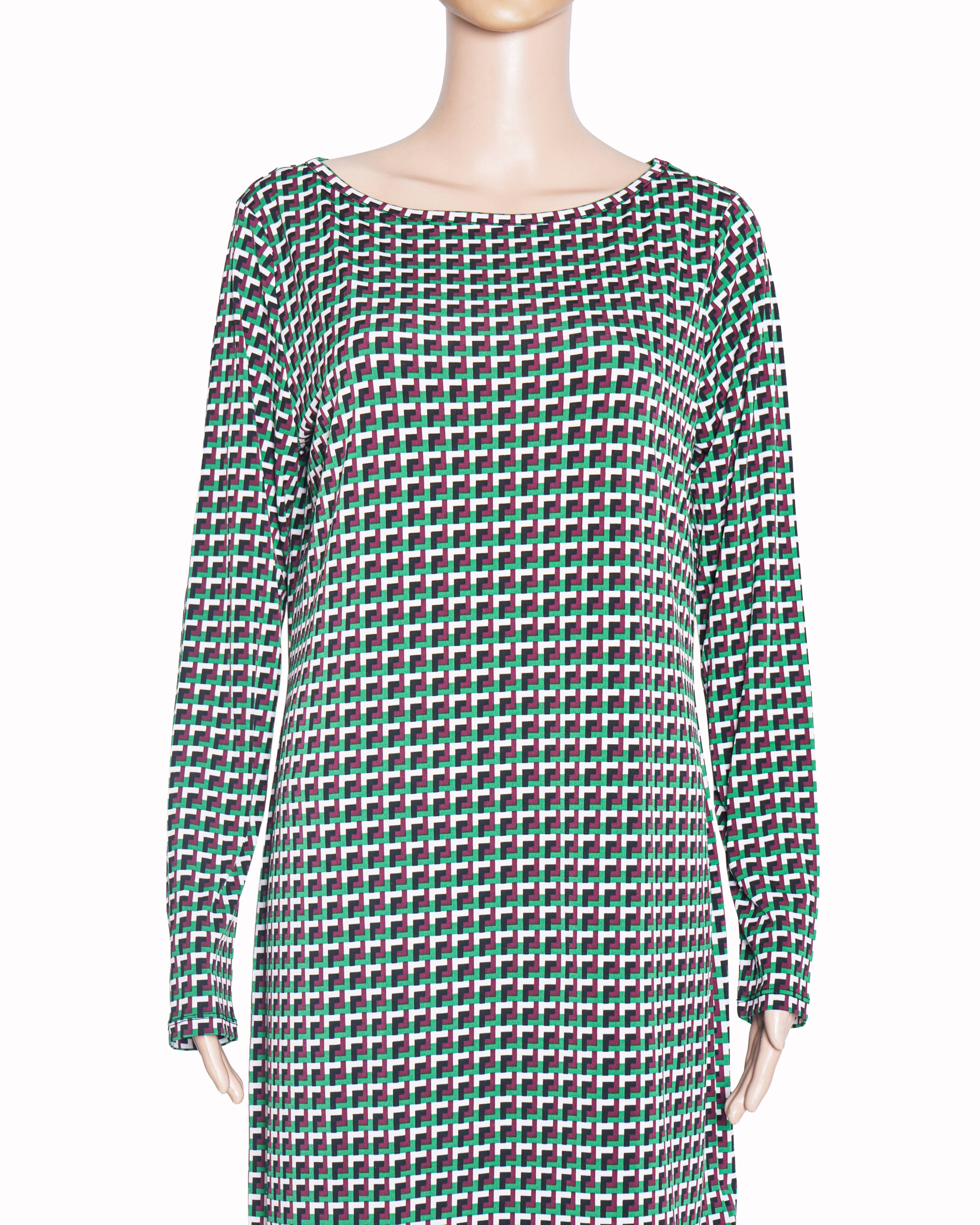 Michael Kors Geometric Print Long-Sleeve Shift Dress