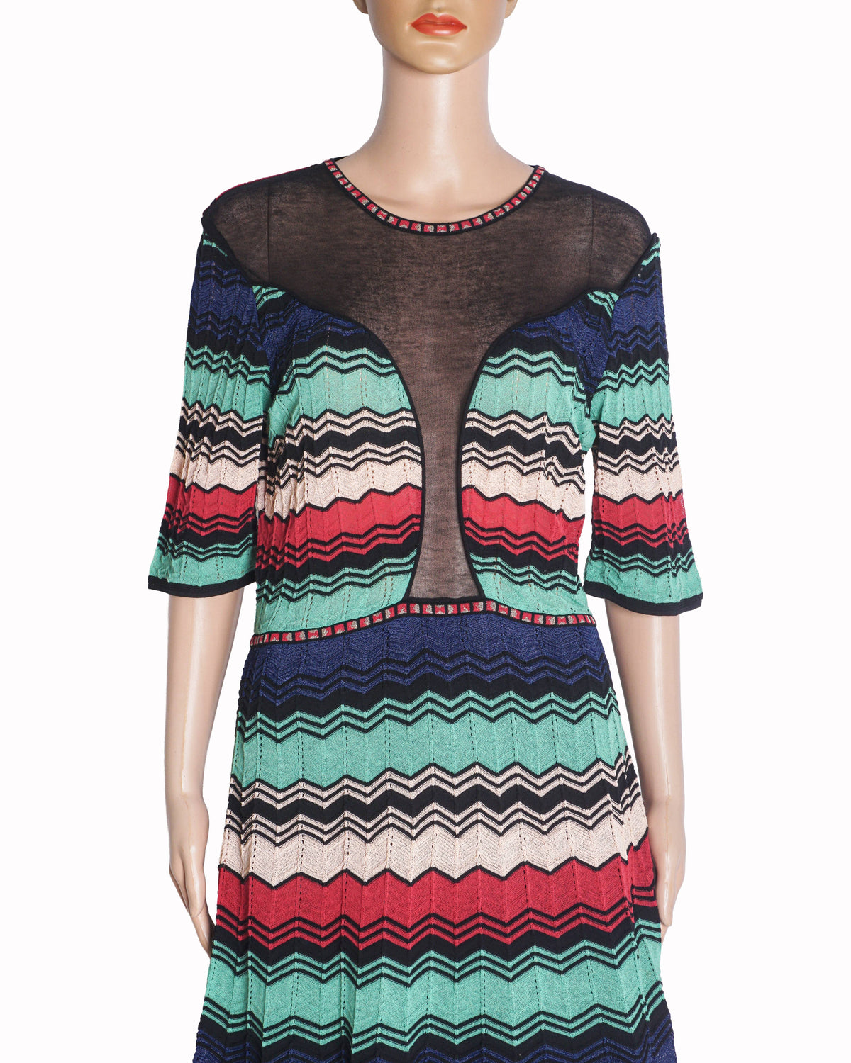 M Missoni Multicolor Zig-Zag Knit Dress