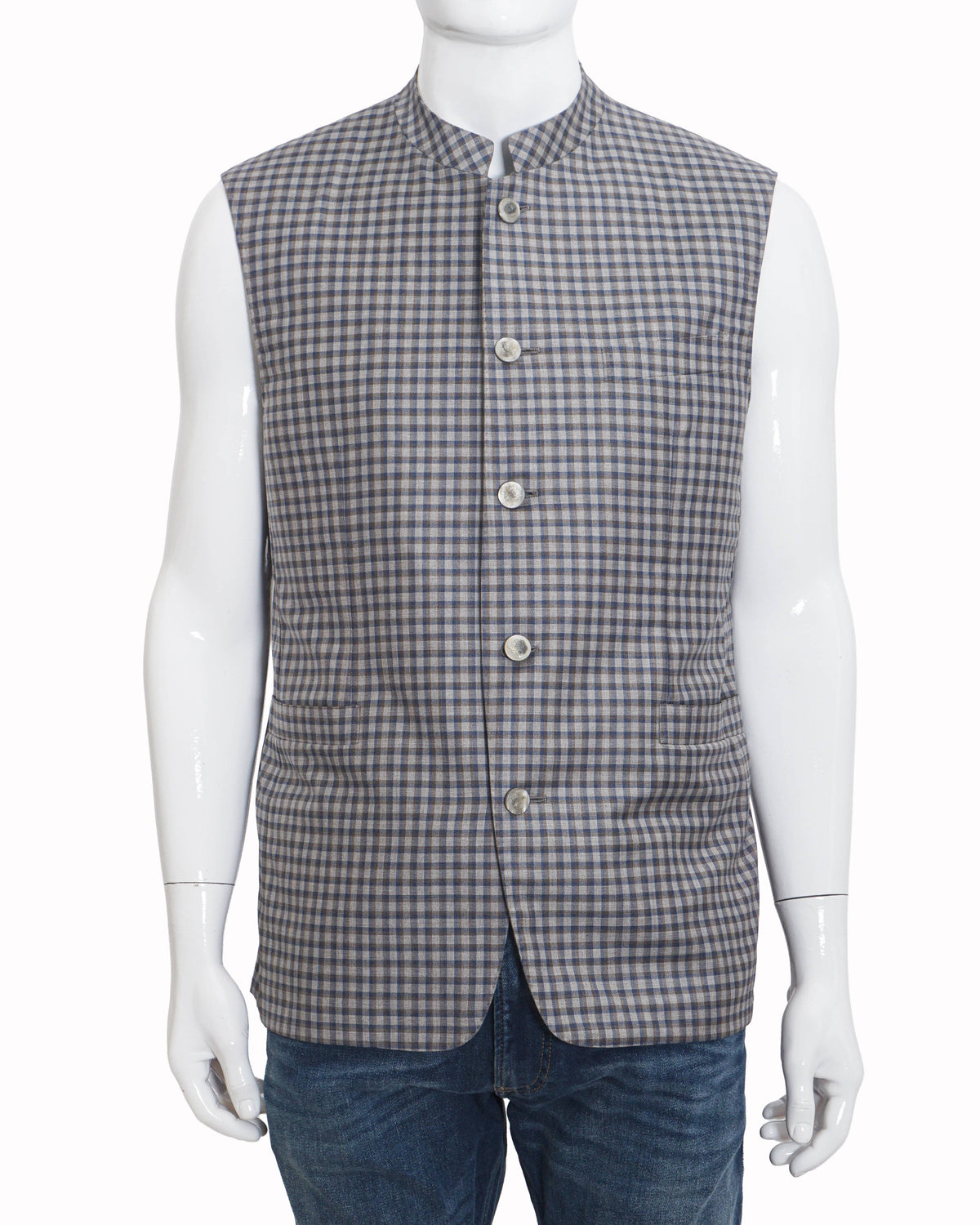 Corneliani Grey Checkered Summer Bundi Jacket